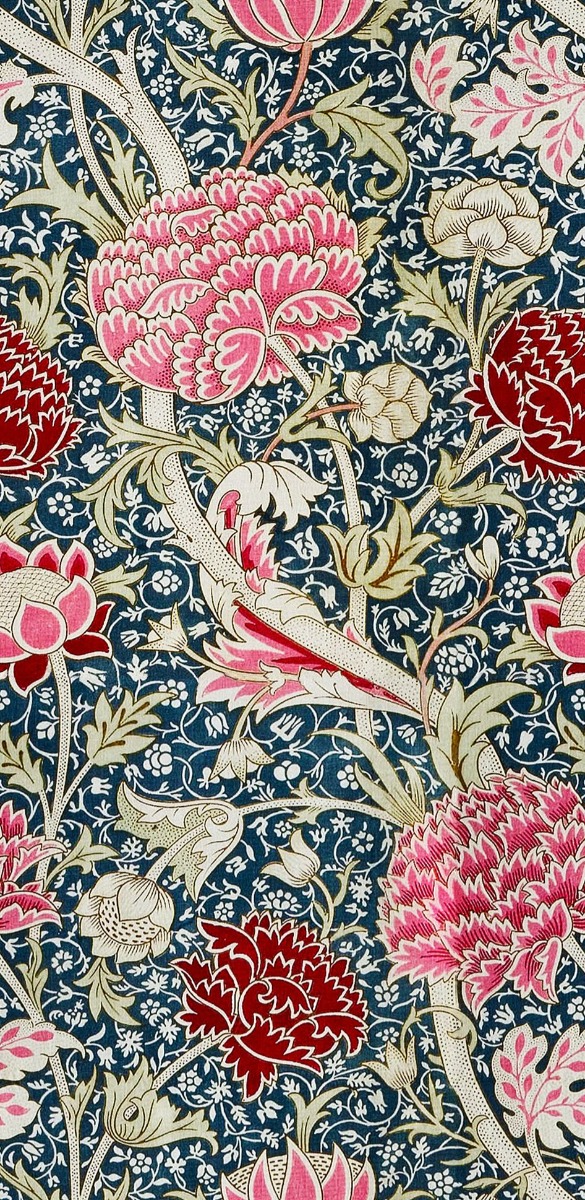 A seamless fabric texture with william morris cray textile units arranged in a None pattern