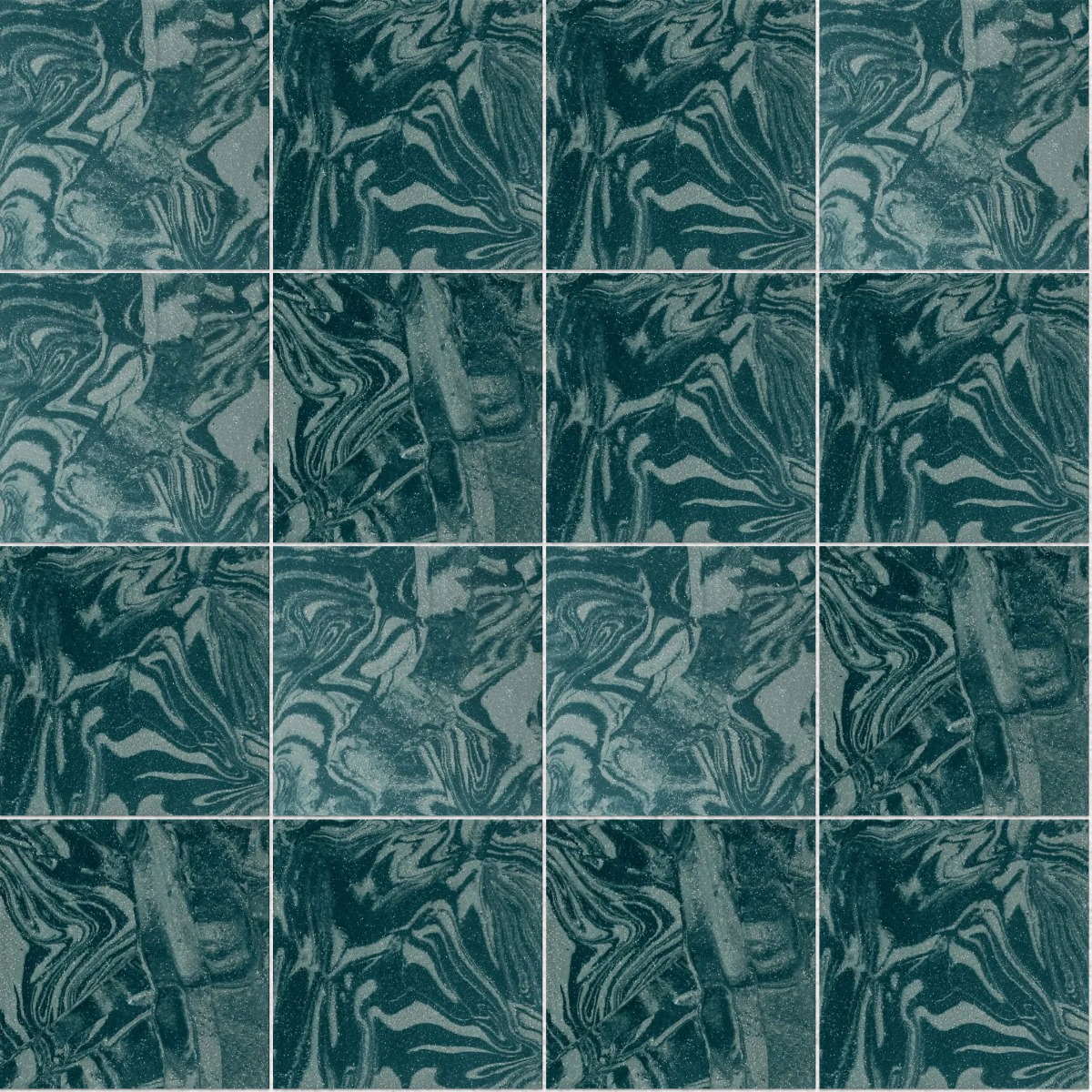 A seamless tile texture with forest green encaustic tile tiles arranged in a Stack pattern