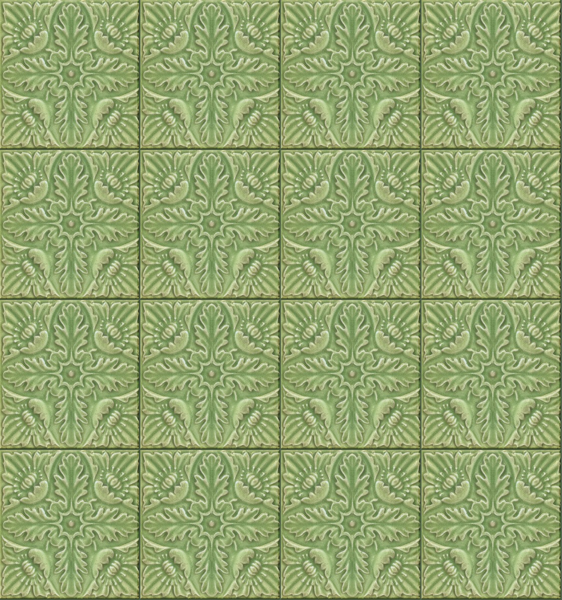 A seamless tile texture with green tenement tile tiles arranged in a Stack pattern