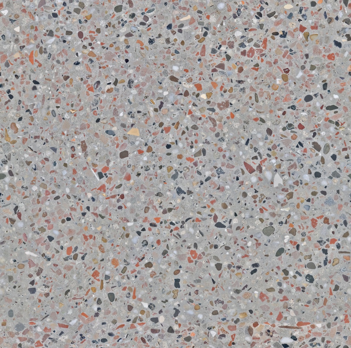 A seamless terrazzo texture with recycled masonry terrazzo 1001-mg-4-8 units arranged in a None pattern