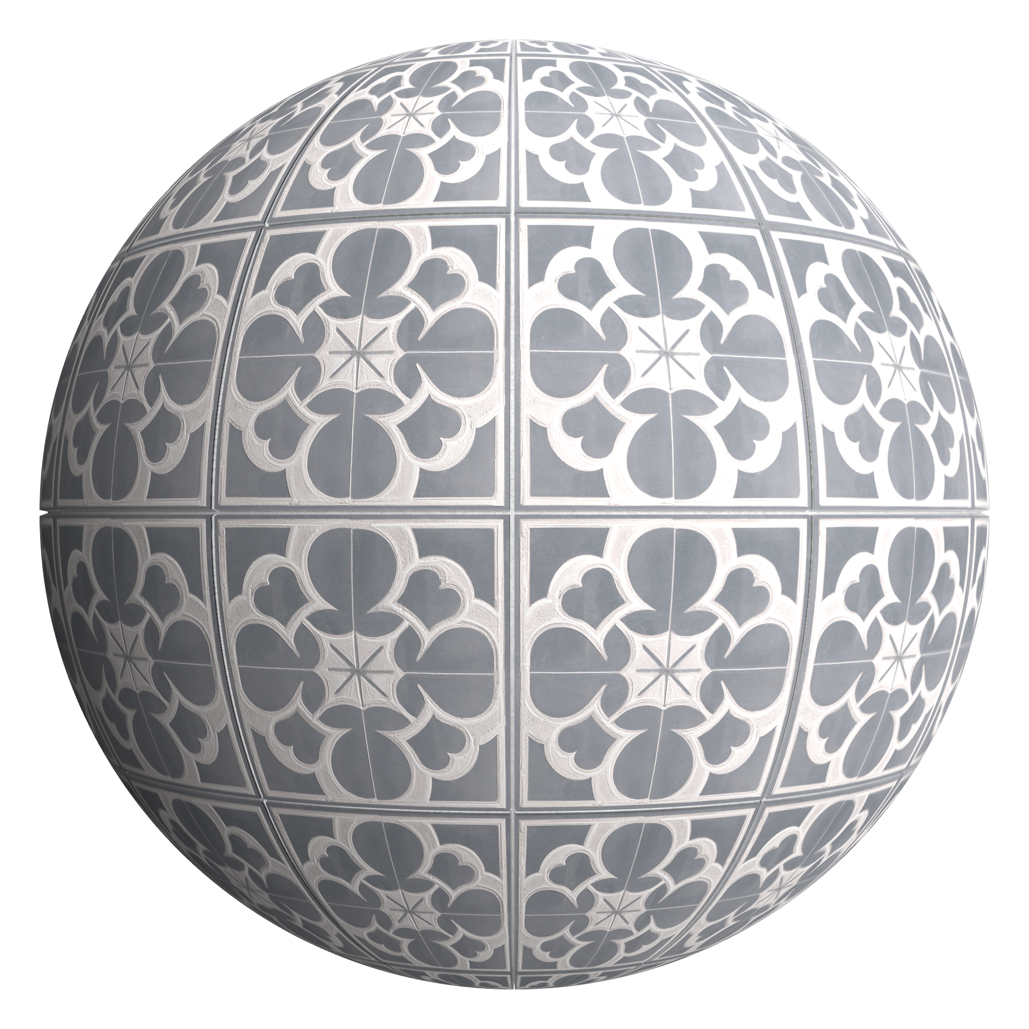 3D sphere preview of  Grey Victorian Tile, Stack seamless texture