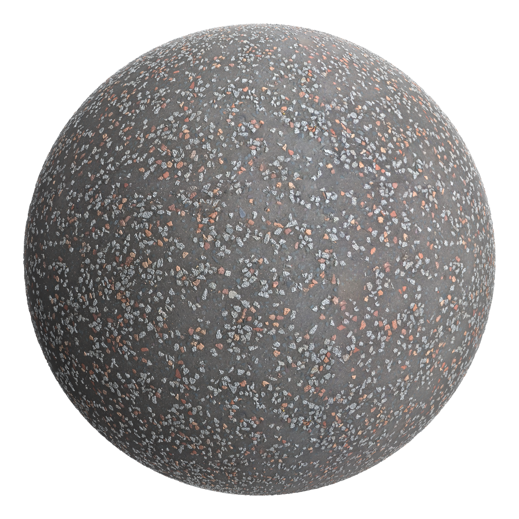 3D sphere preview of Aggregate Asphalt seamless texture