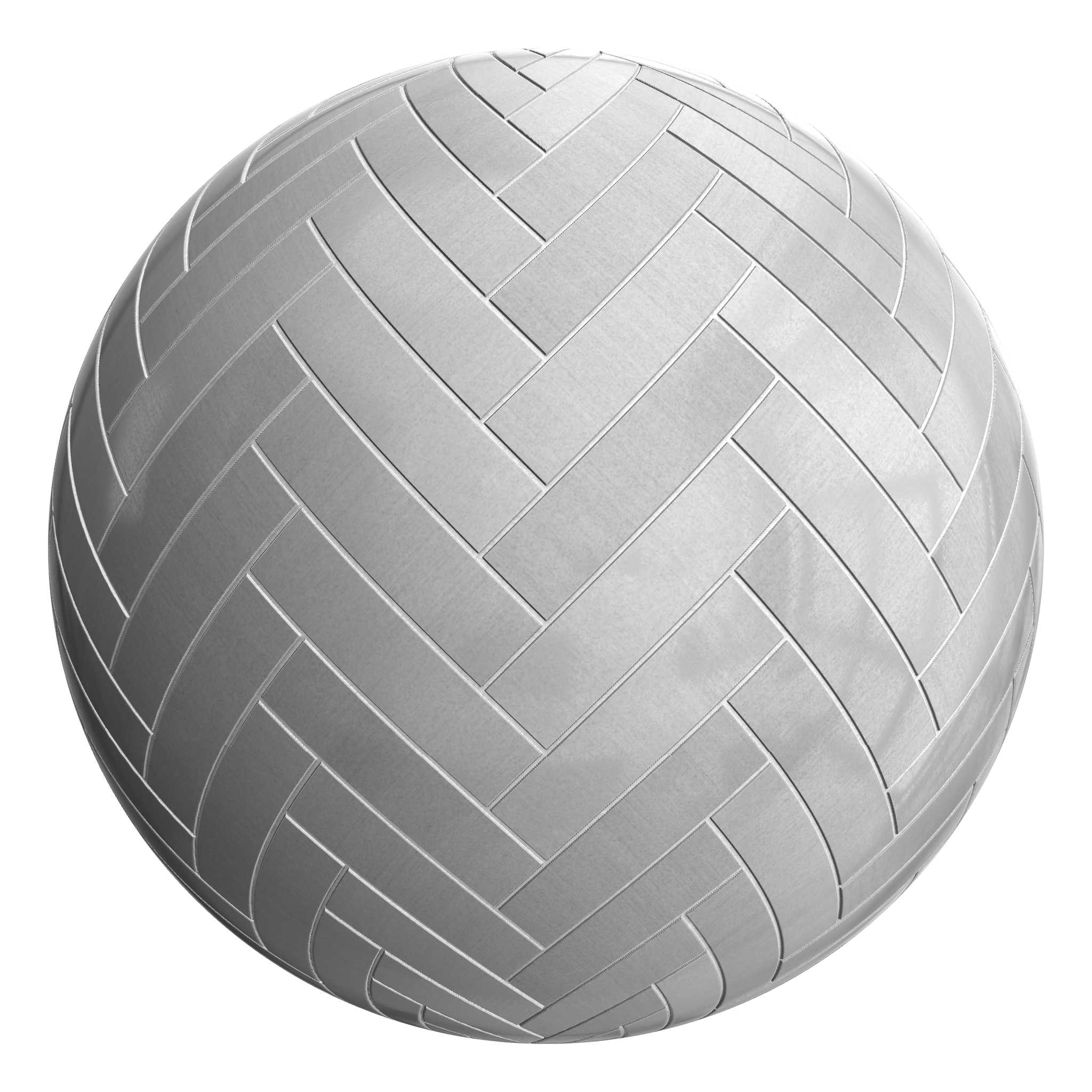 3D sphere preview of Aluminium Herringbone seamless texture