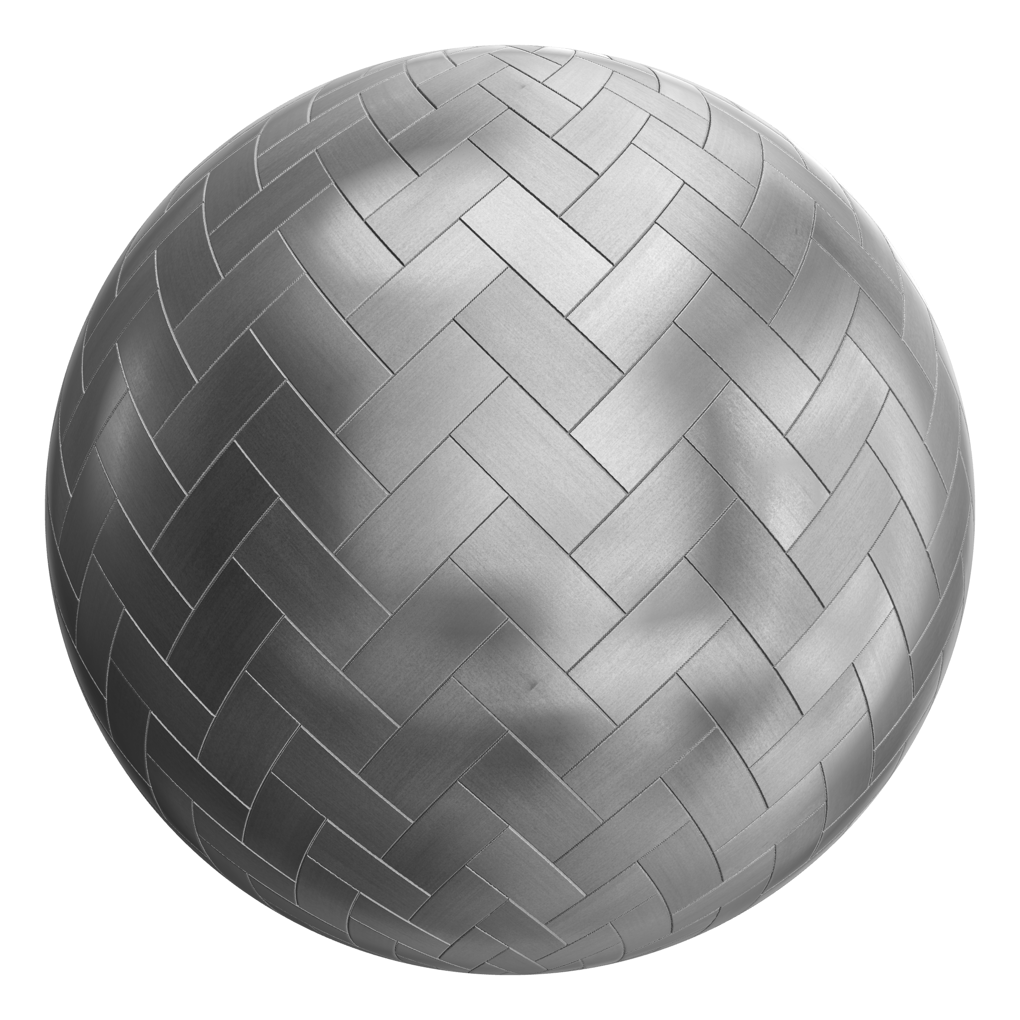 3D sphere preview of Aluminium Herringbone seamless texture