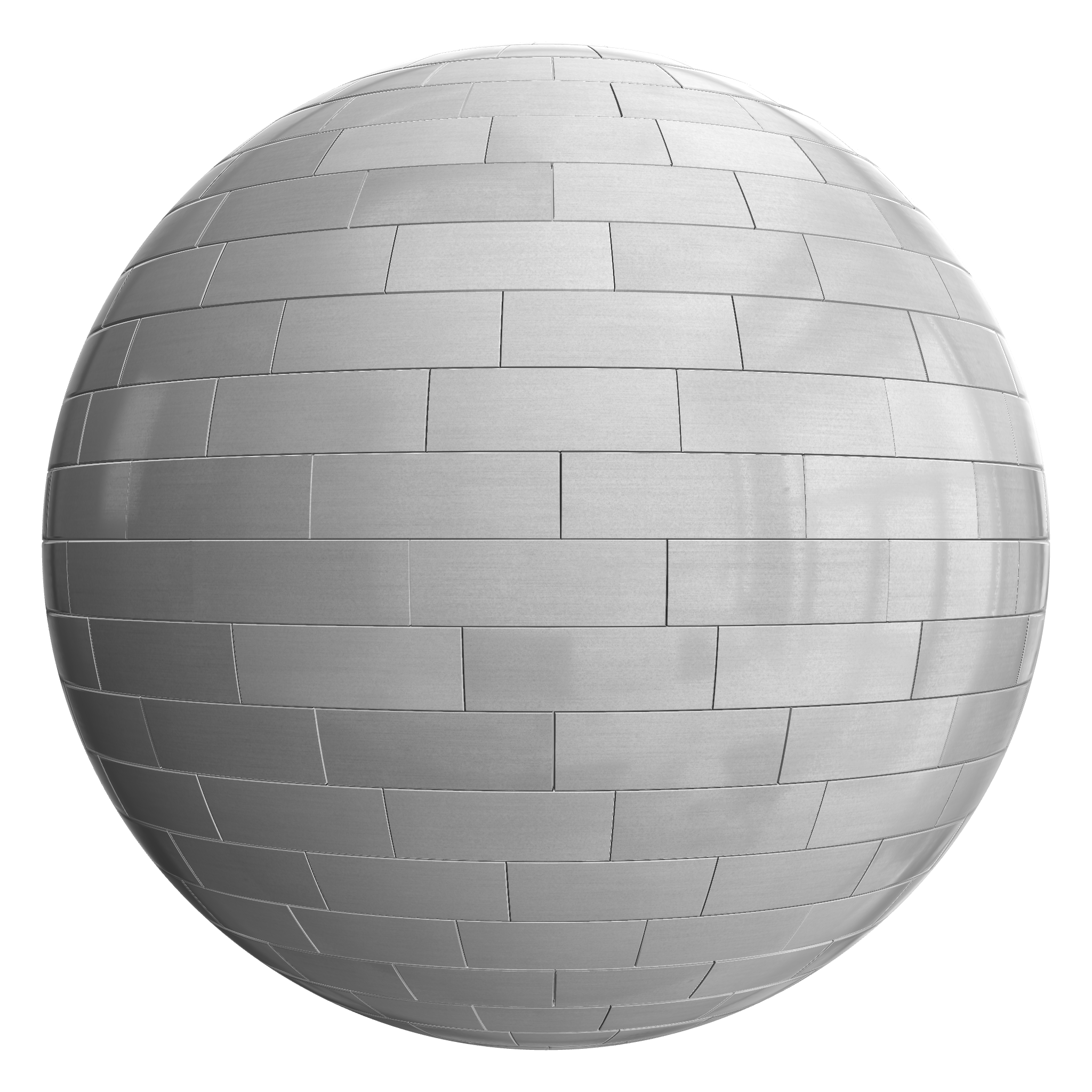 3D sphere preview of Aluminium Staggered seamless texture