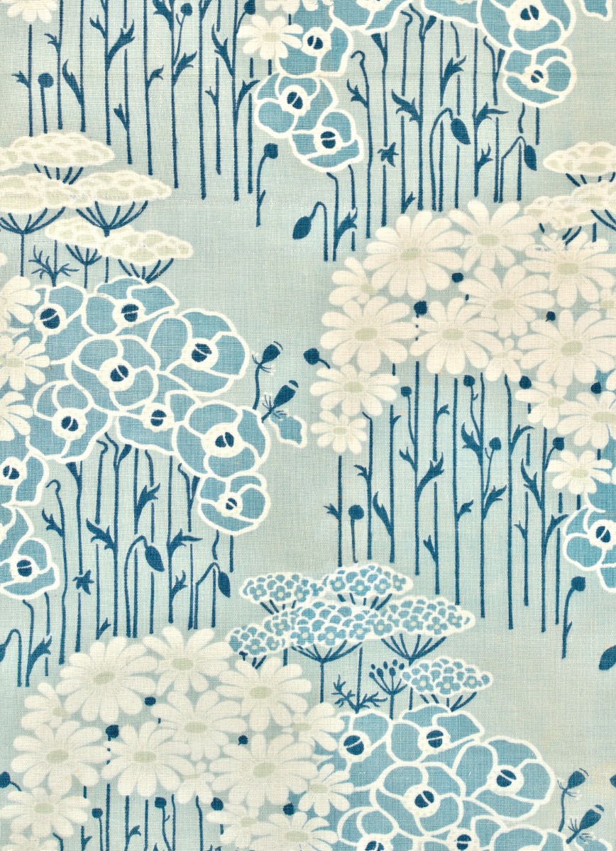 A seamless fabric texture with arthur wilcock wildflower fabric units arranged in a None pattern