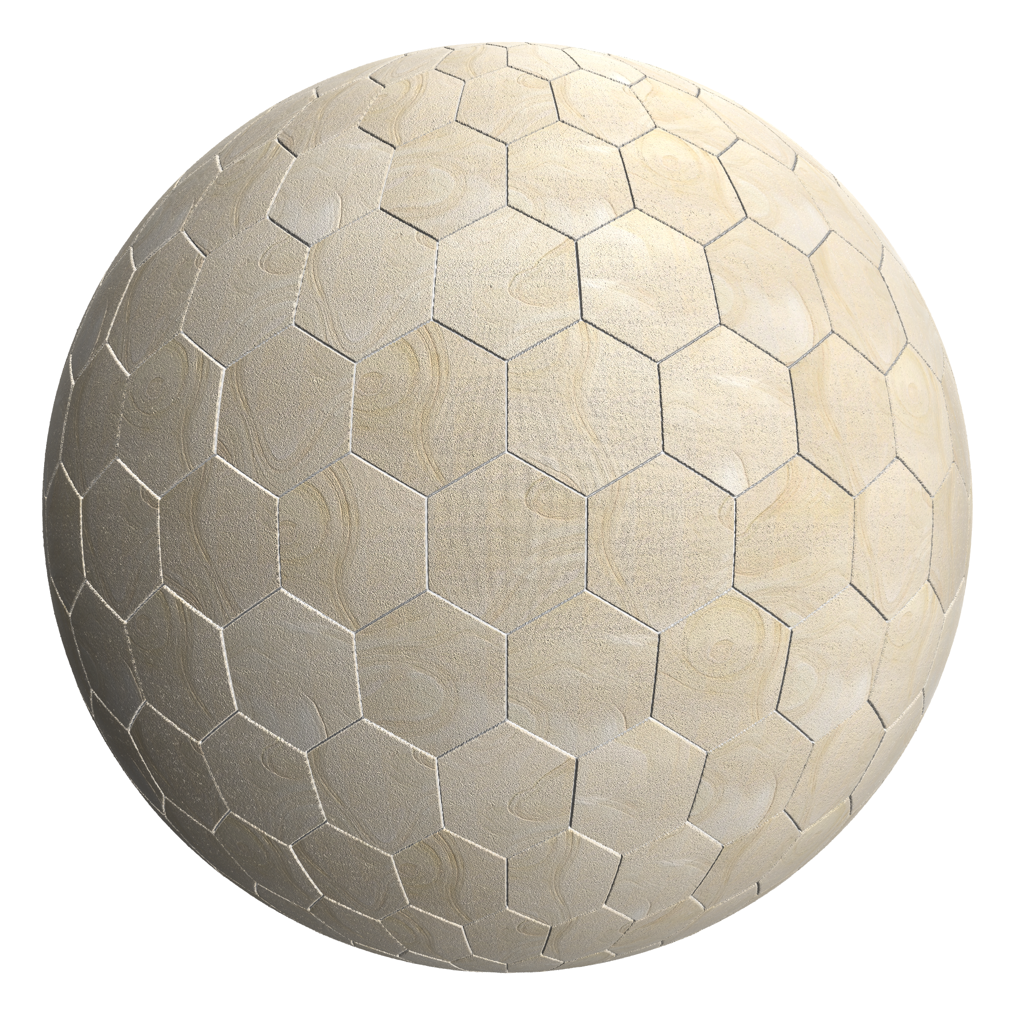 3D sphere preview of Blonde Sandstone Hexagonal seamless texture