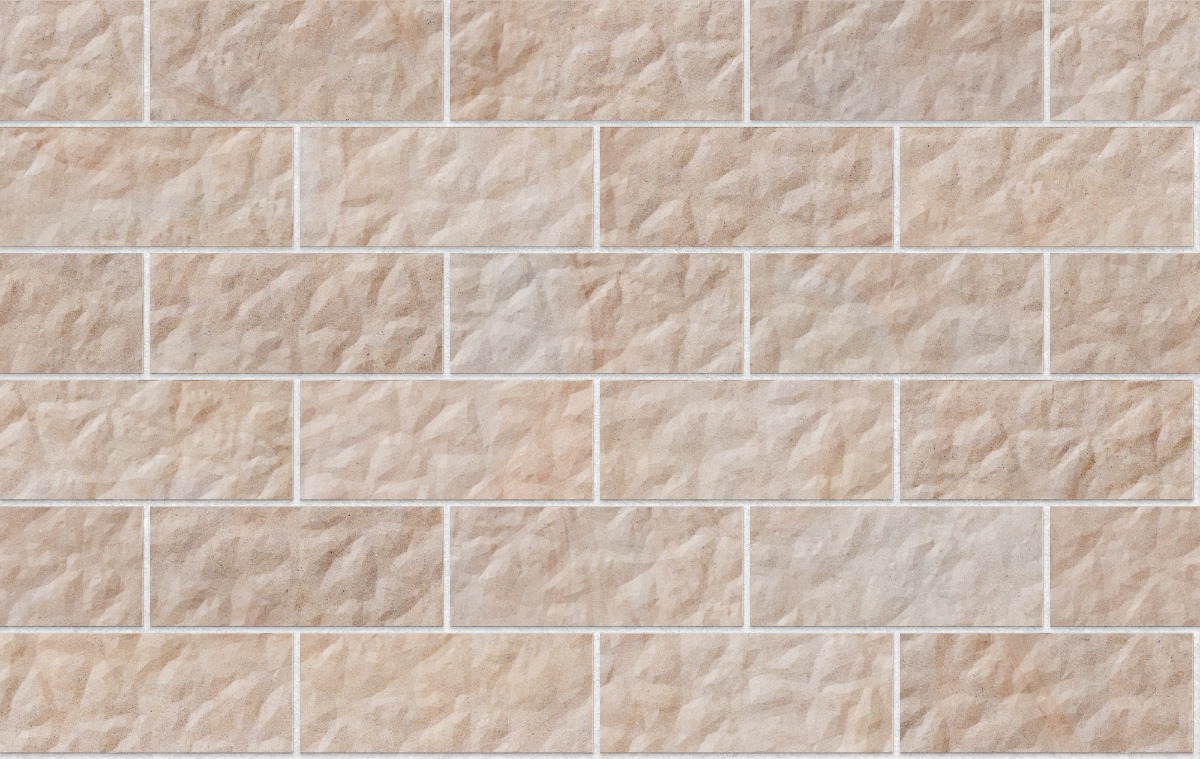 A seamless stone texture with blonde sandstone blocks arranged in a Stretcher pattern