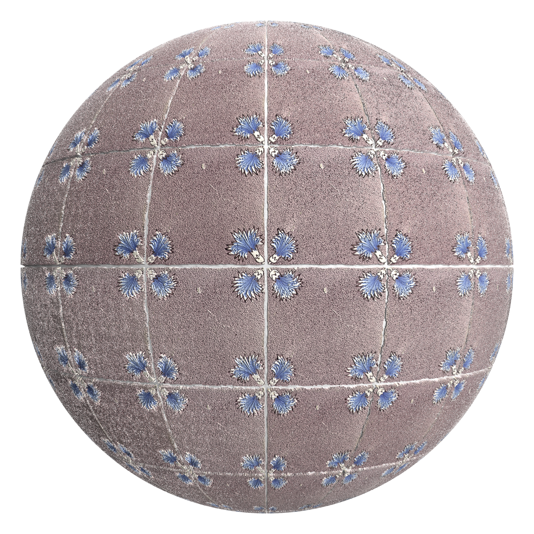 3D sphere preview of Blue Carnation Tile, Stack seamless texture