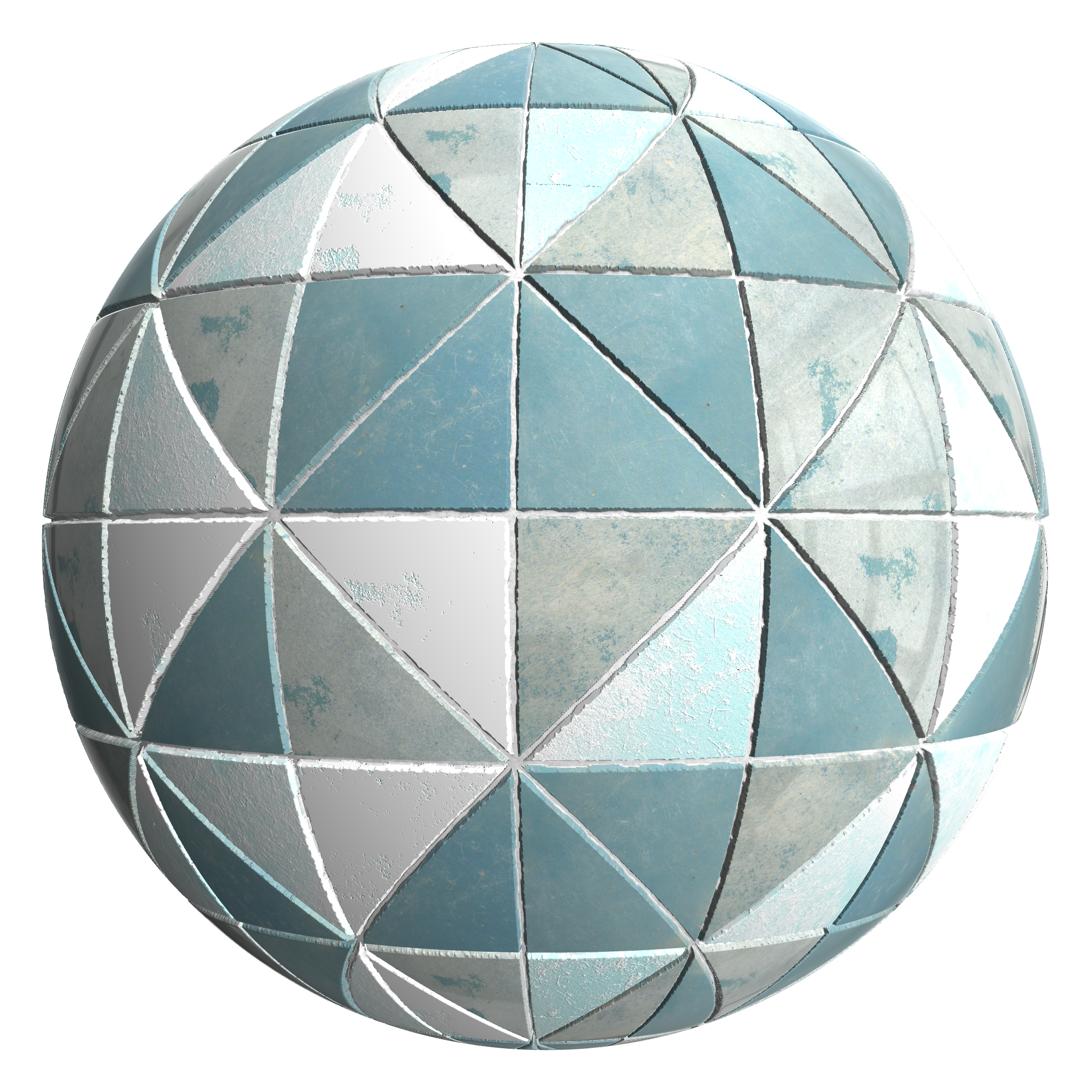 3D sphere preview of Blue Tile, Triangle Diamond seamless texture