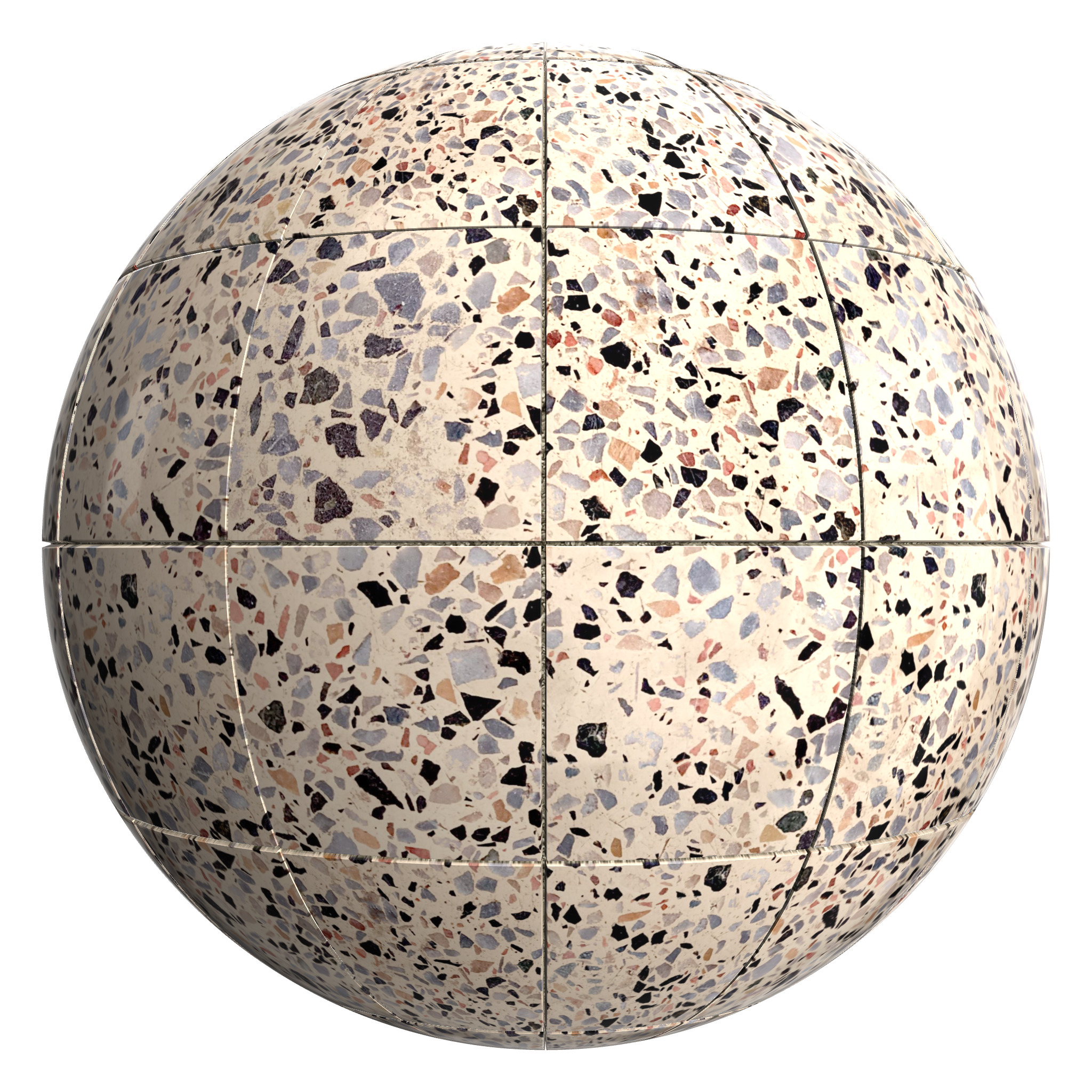 3D sphere preview of Brisbane Terrazzo Stack seamless texture