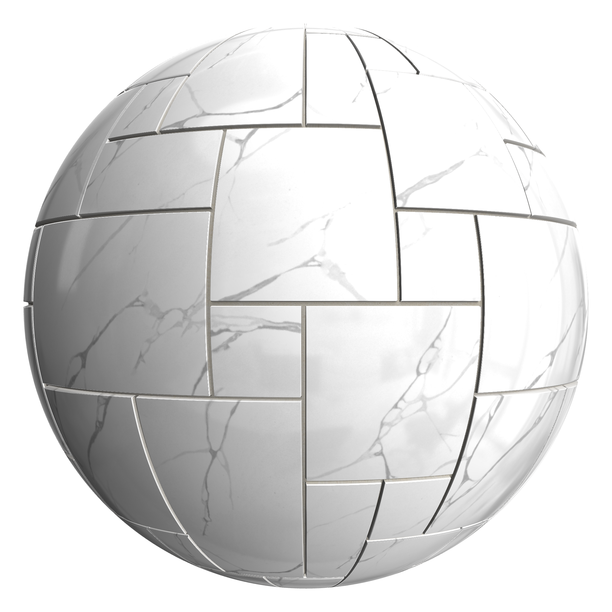 3D sphere preview of Calacatta Vena French Pattern seamless texture