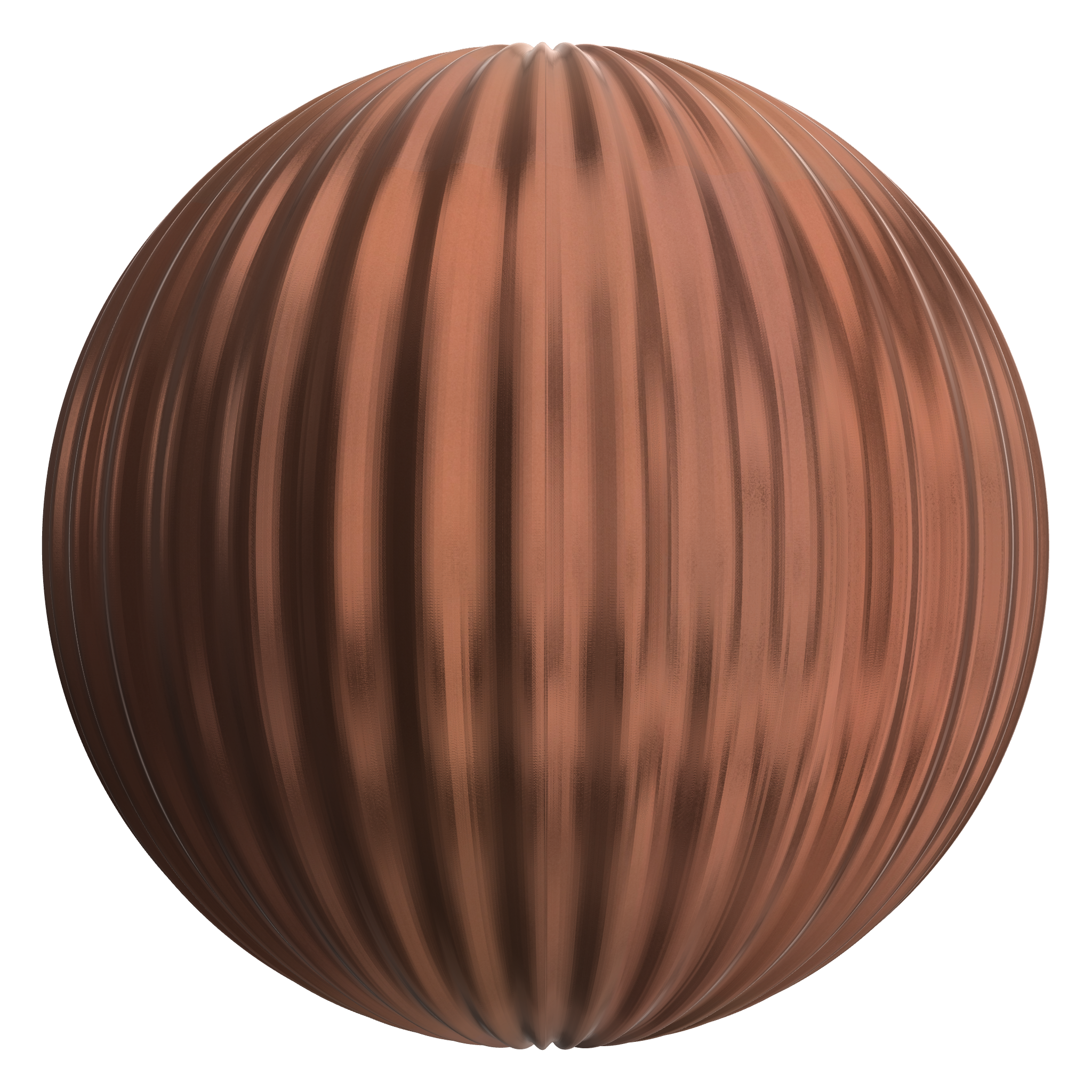 3D sphere preview of Corrugated Copper seamless texture