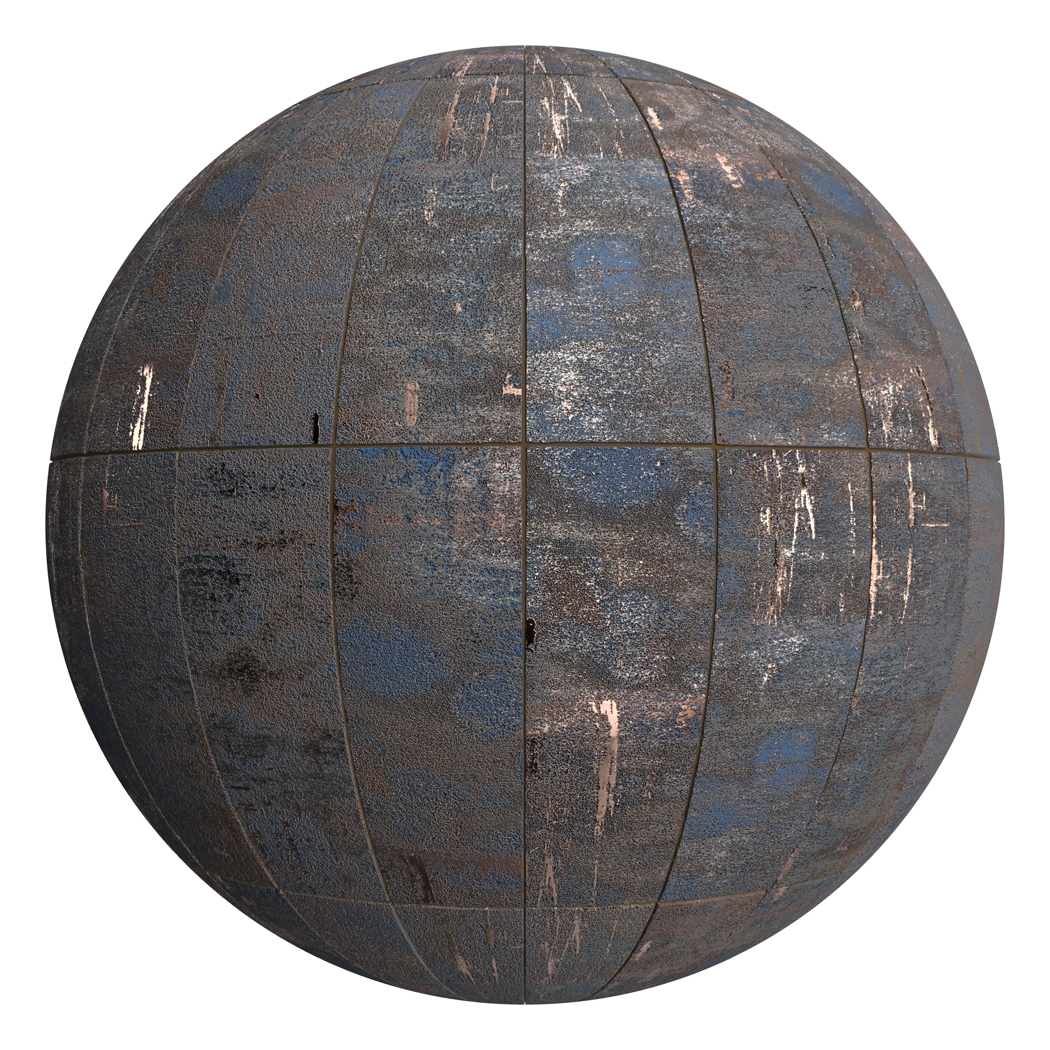 3D sphere preview of Corten Steel B Stack seamless texture