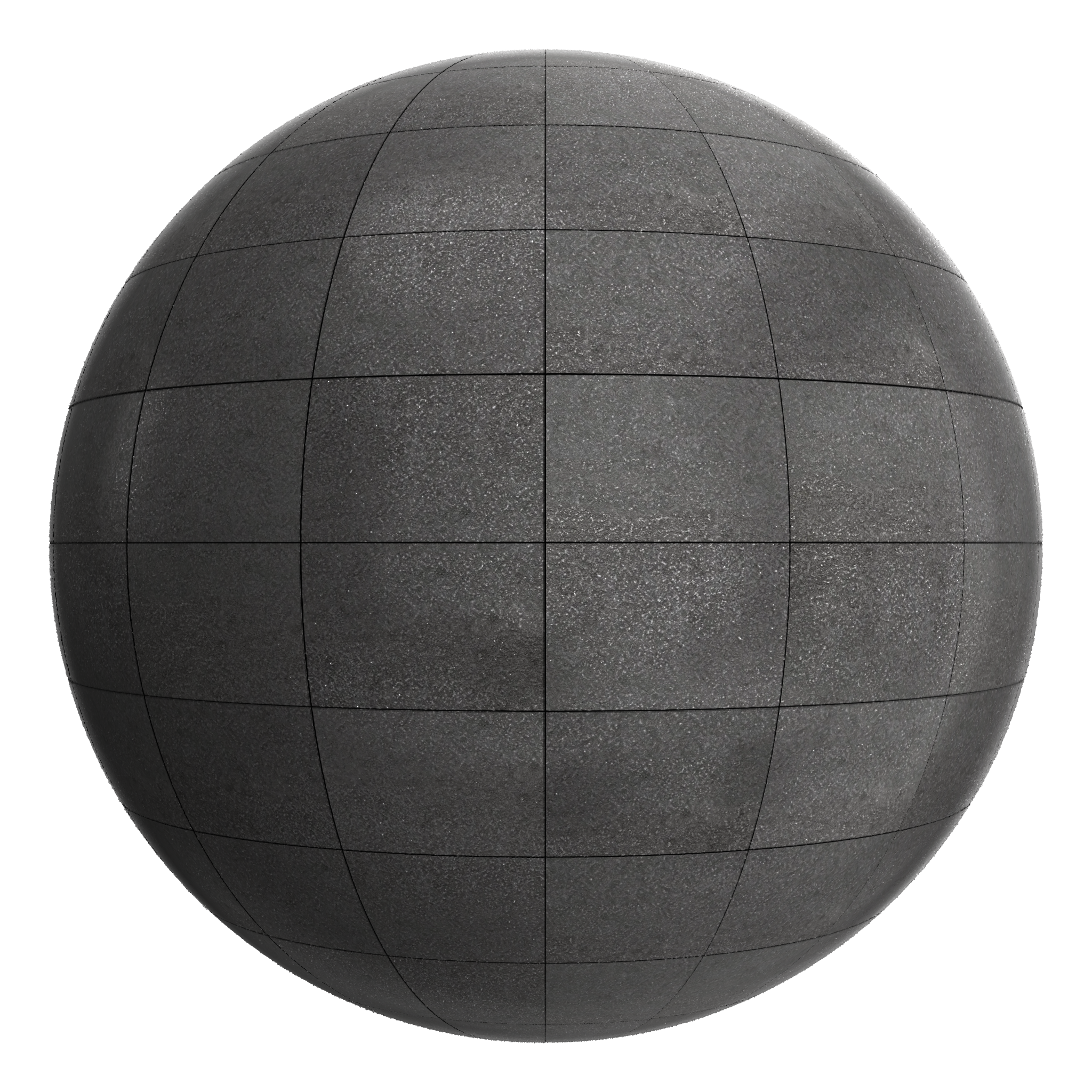 3D sphere preview of Dark Matte Powder Coated Metal Stack seamless texture