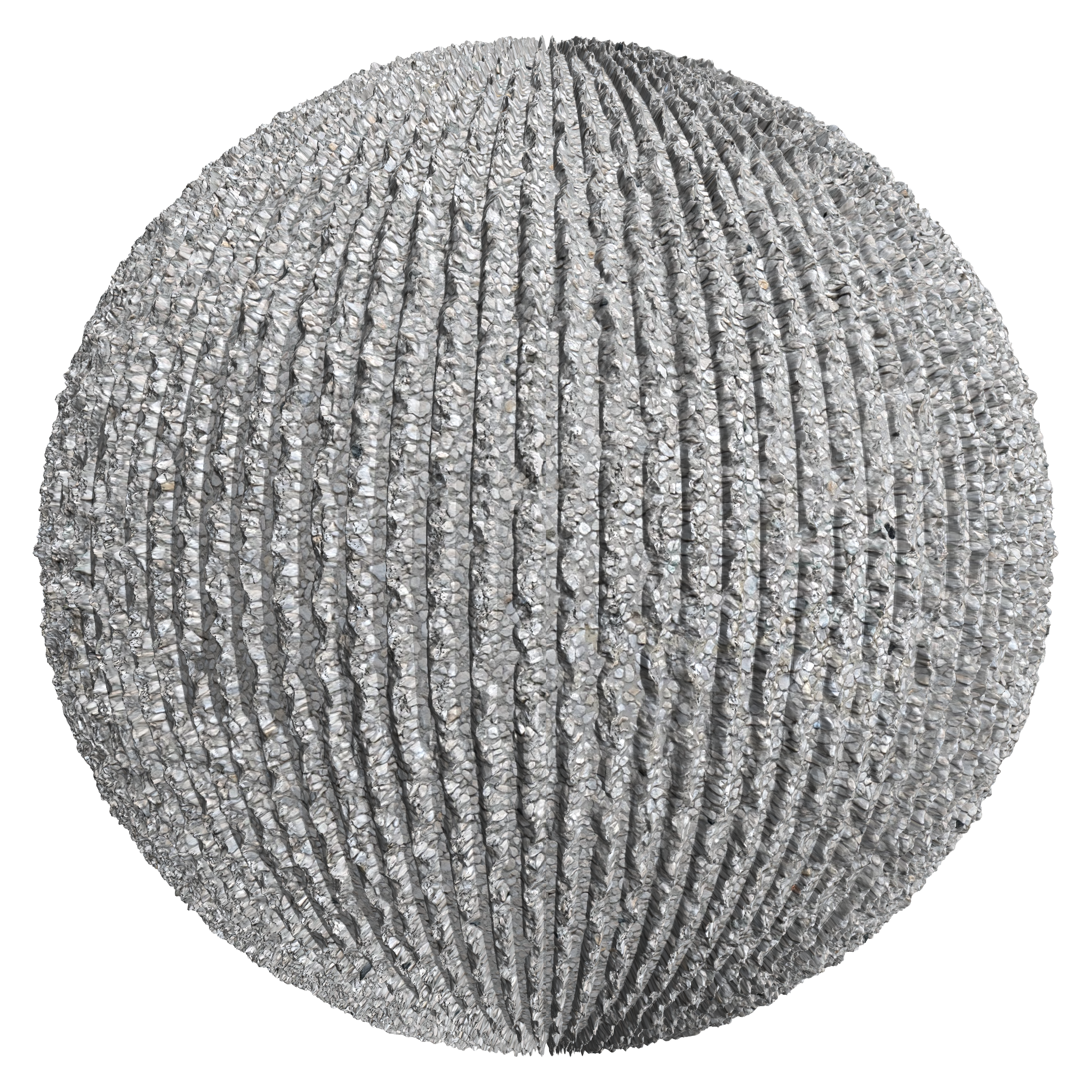 3D sphere preview of Vertical Bush Hammered Exposed Aggregate seamless texture