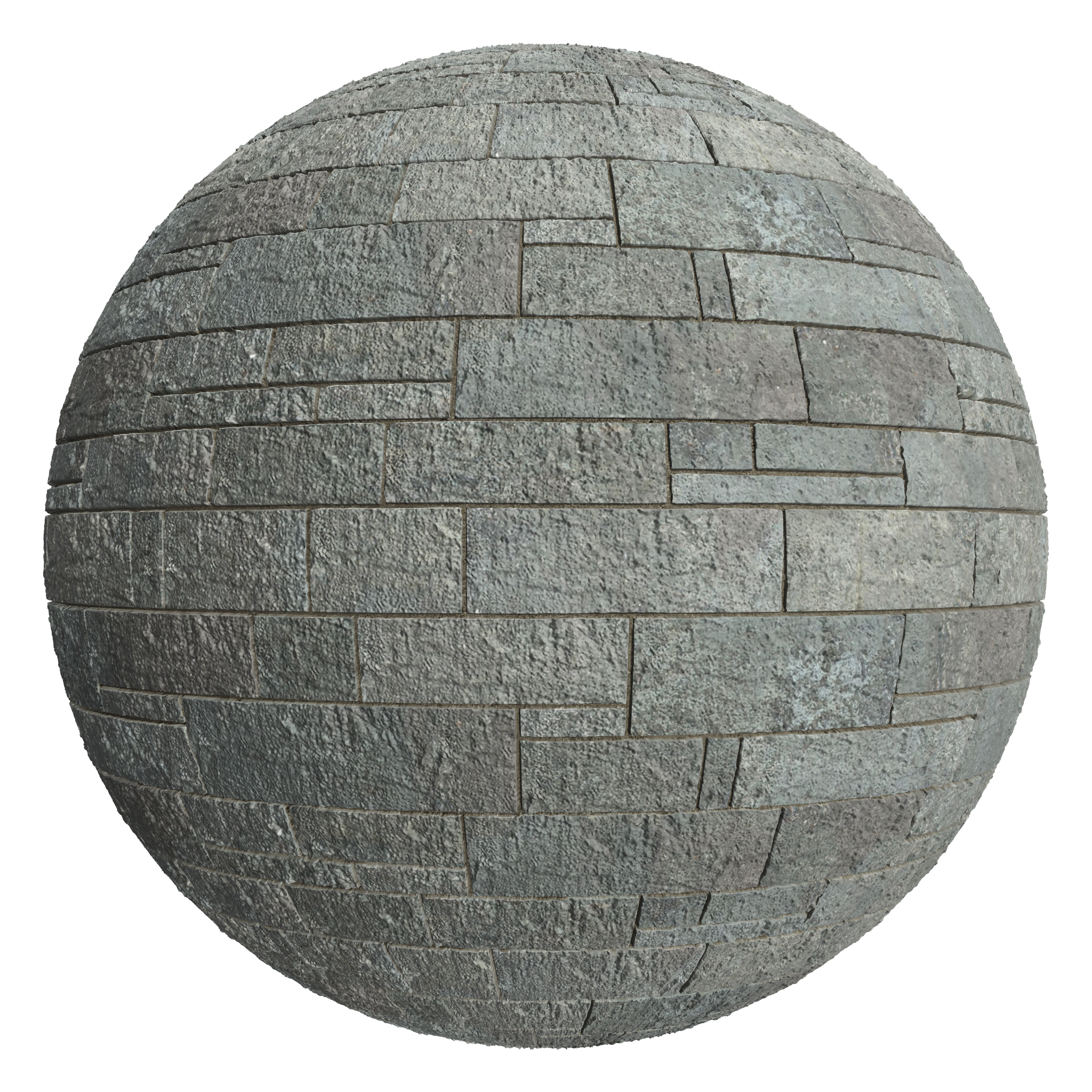 3D sphere preview of Weathered Flagstone, Coursed Ashlar seamless texture