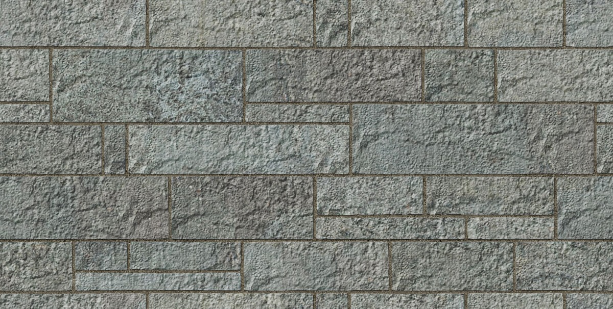 A seamless stone texture with flagstone blocks arranged in a Coursed Ashlar pattern