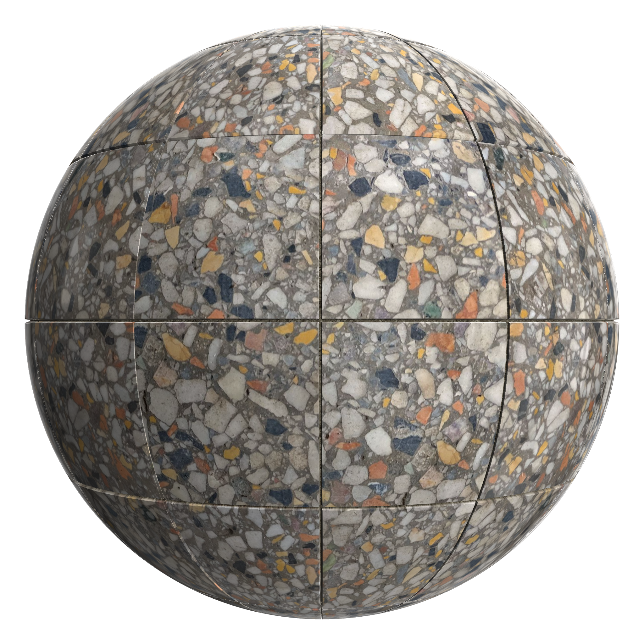 3D sphere preview of Holmlea Terrazzo Stack seamless texture