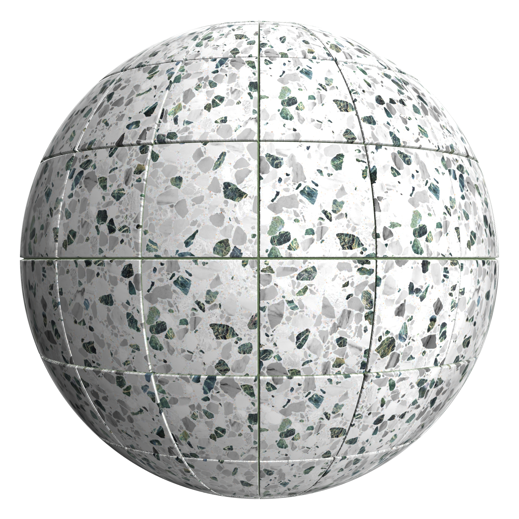 3D sphere preview of Inverna Terrazzo Stack seamless texture