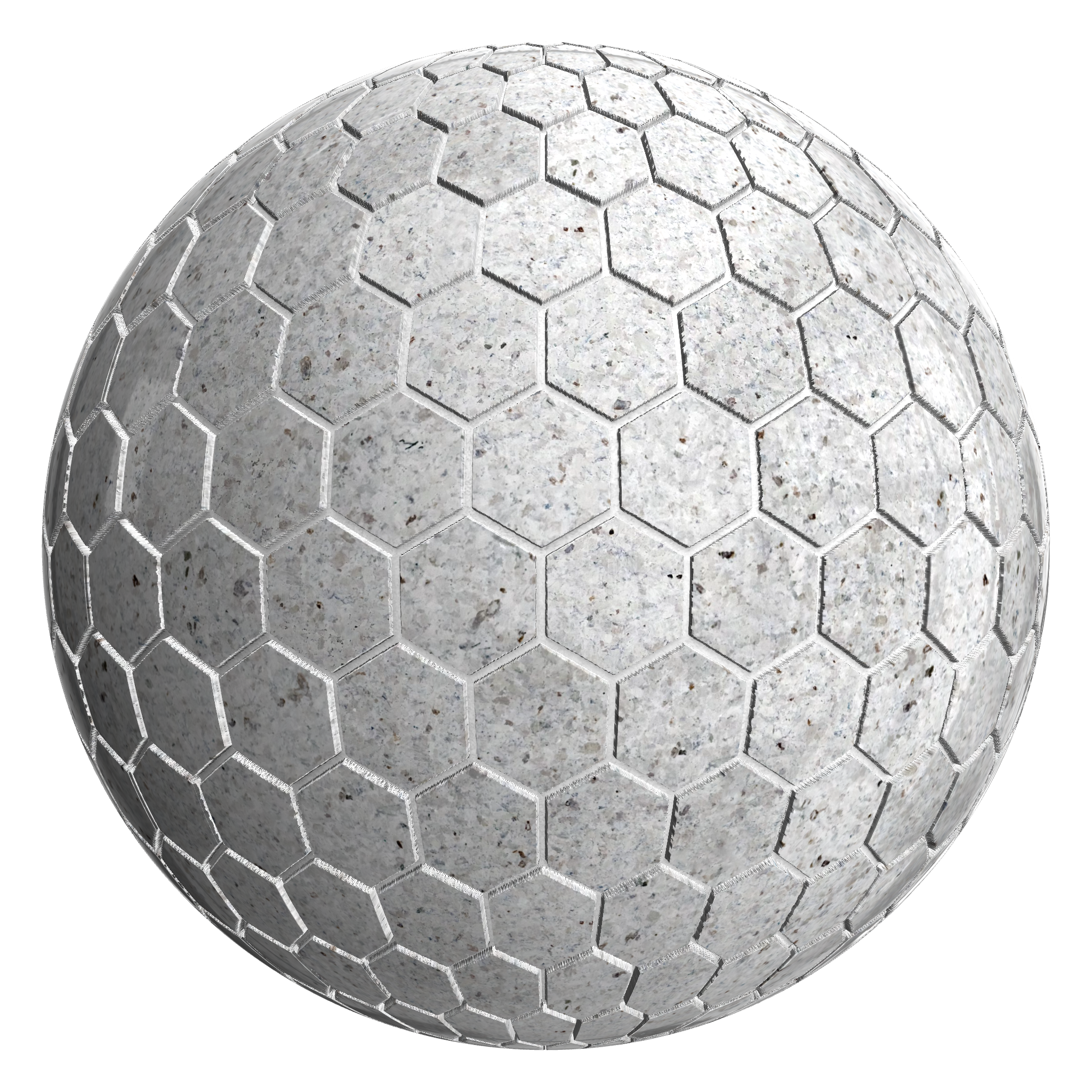 3D sphere preview of Larvikite Hexagonal seamless texture