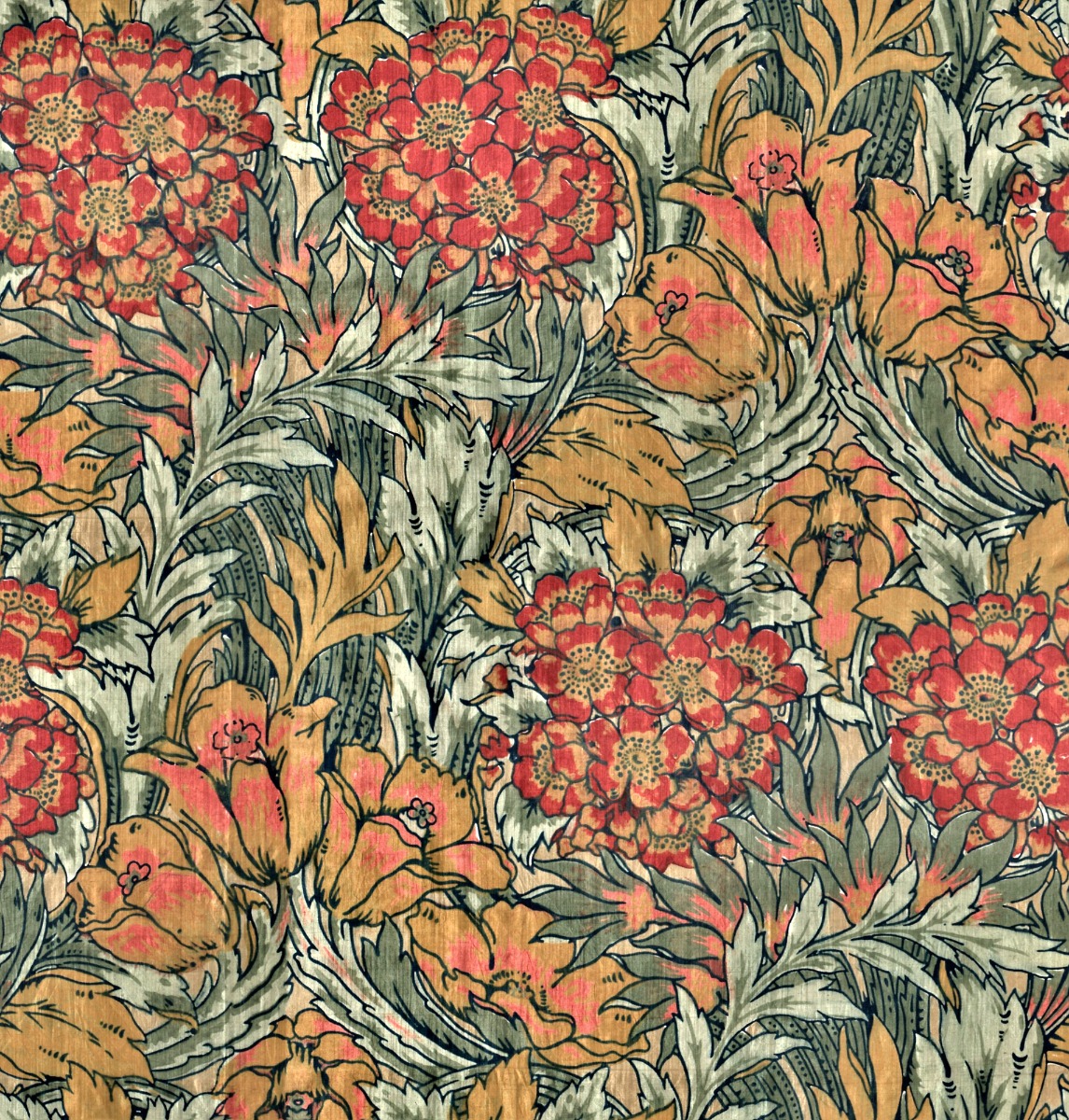 A seamless fabric texture with liberty and company tulip fabric units arranged in a None pattern