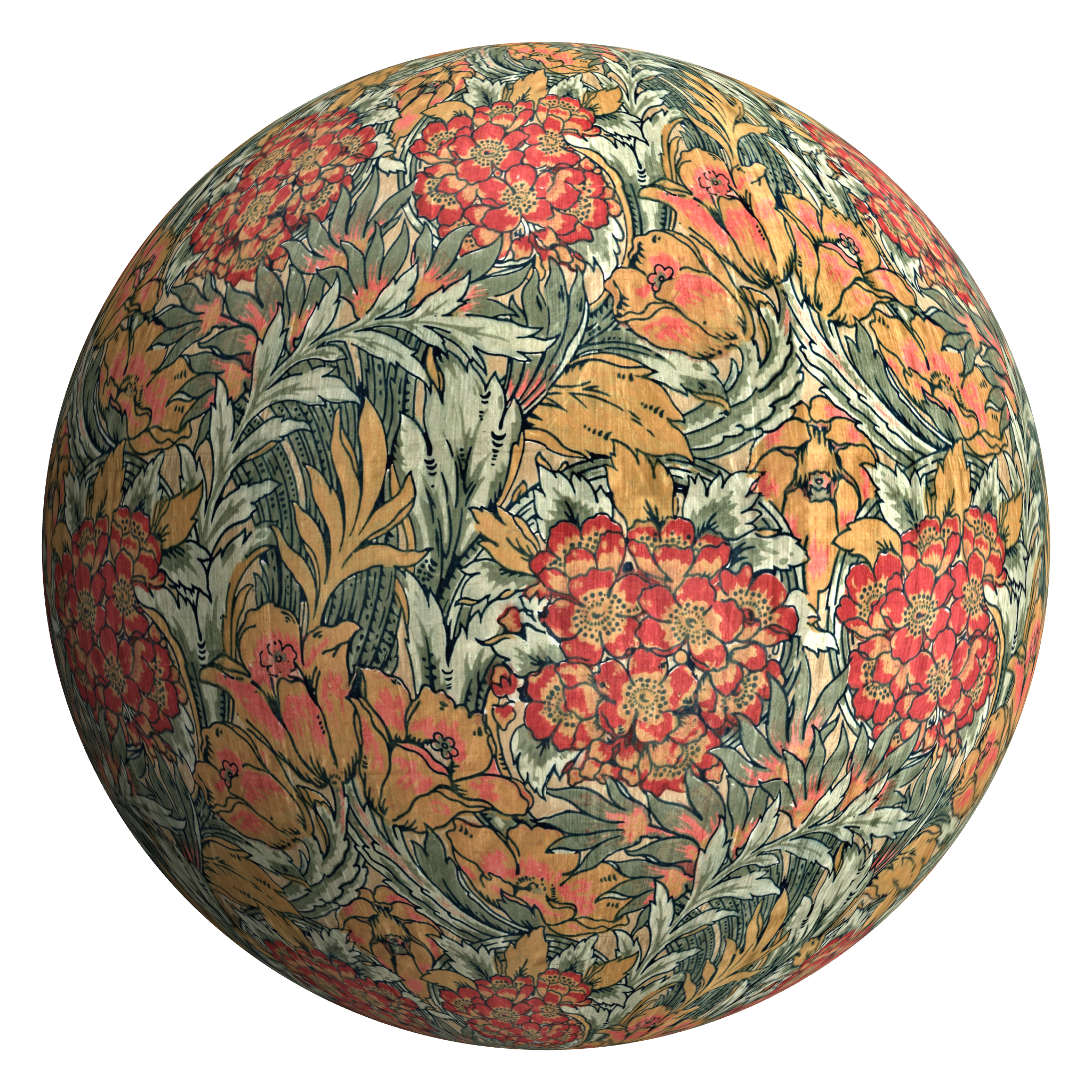 3D sphere preview of Liberty and Company Tulip Fabric seamless texture