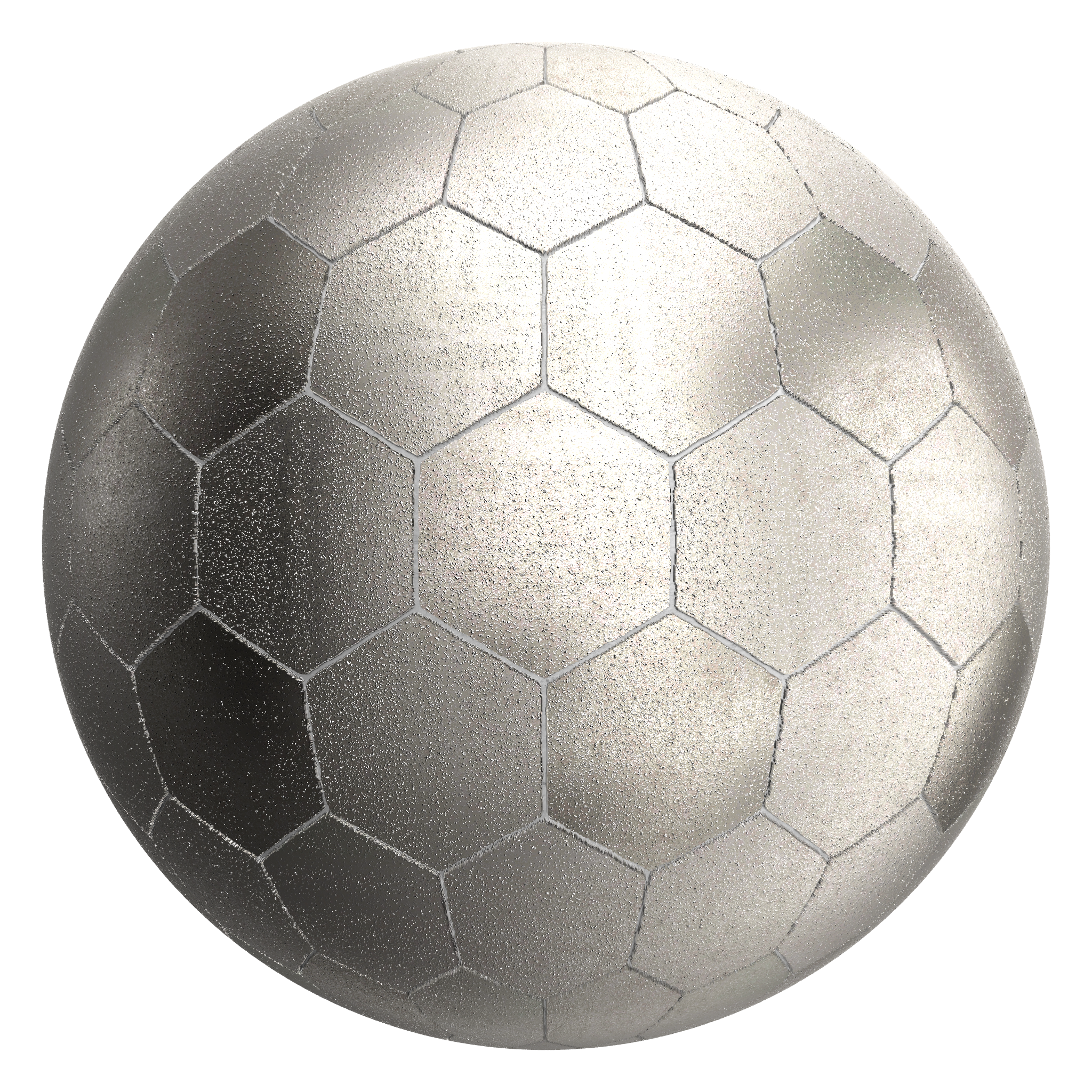 3D sphere preview of Light Grey Powder Coated Metal Hexagonal seamless texture