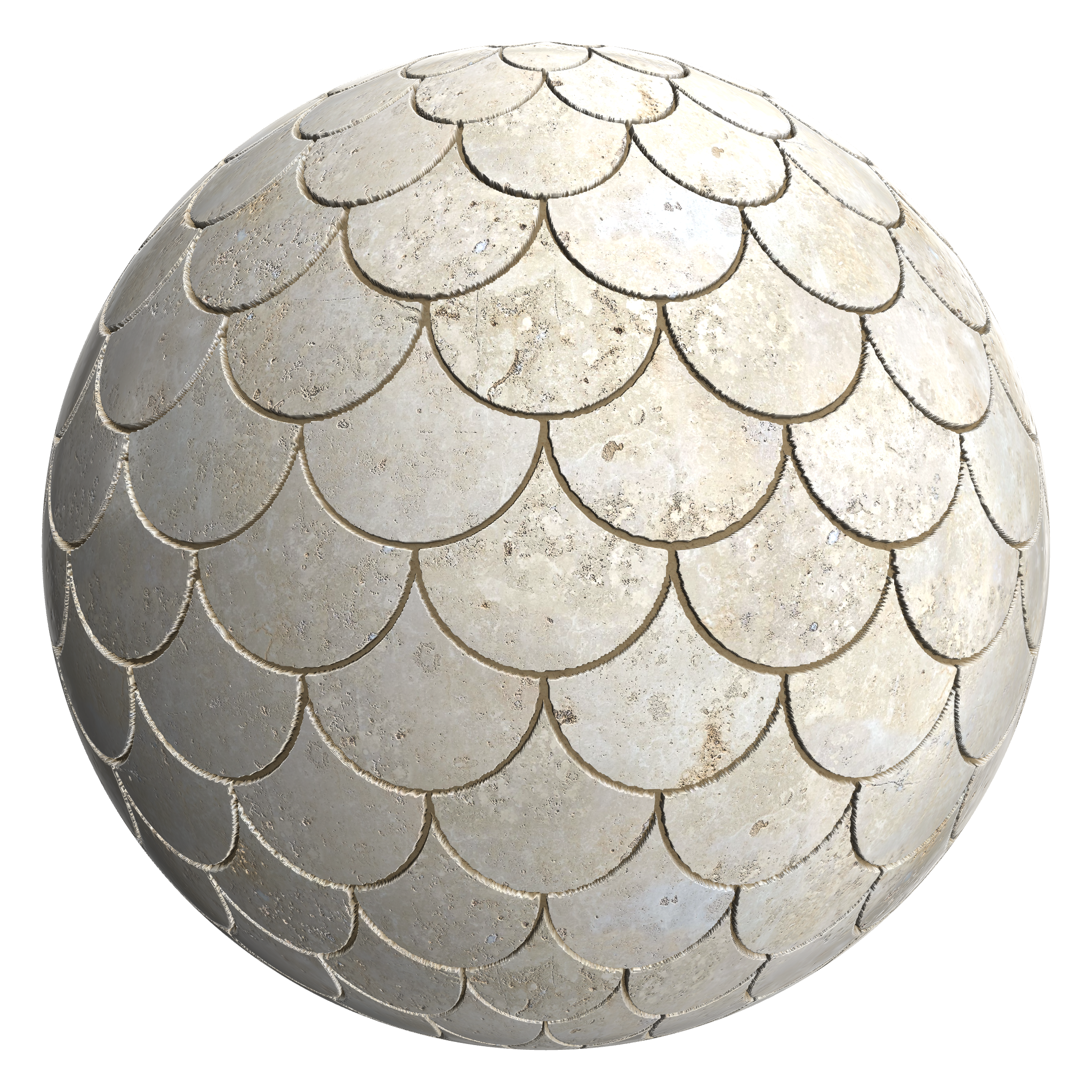 3D sphere preview of Limestone Fishscale seamless texture
