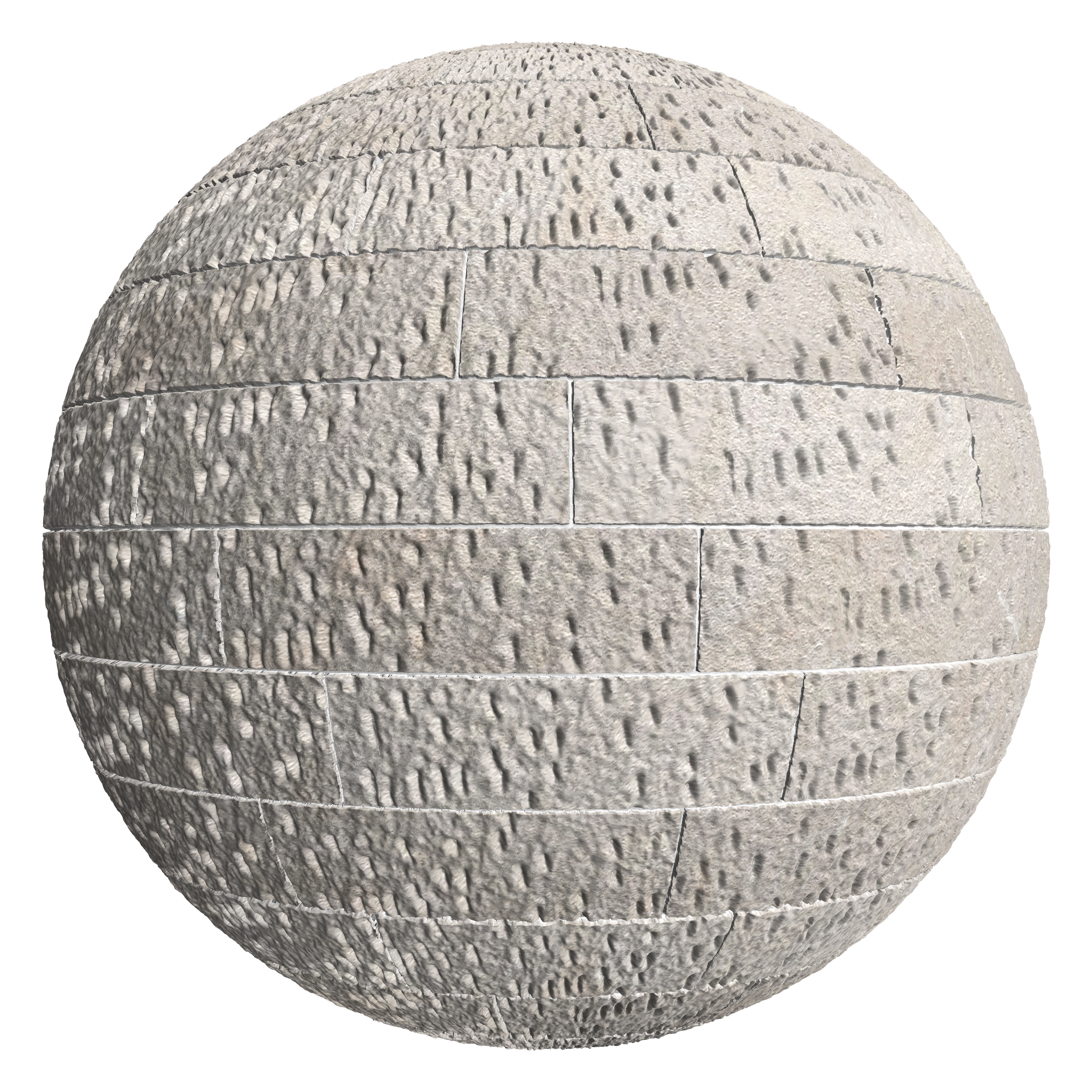 3D sphere preview of Pineapple Finish Limestone, Staggered seamless texture