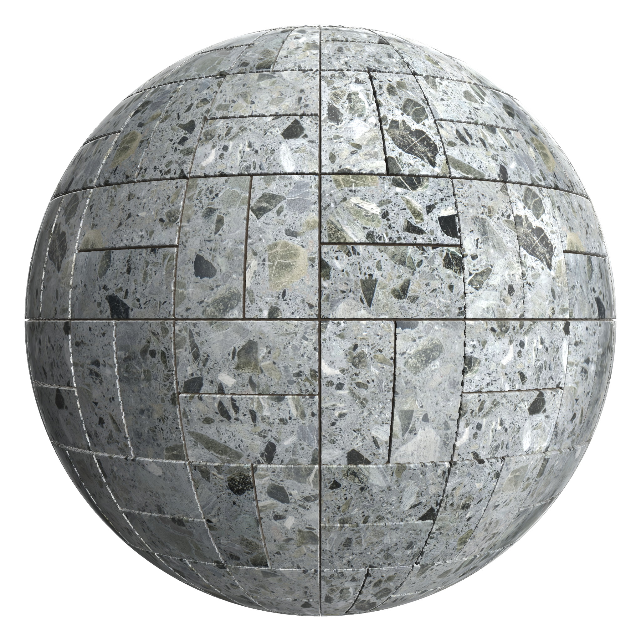 3D sphere preview of Terrazzo Basketweave seamless texture