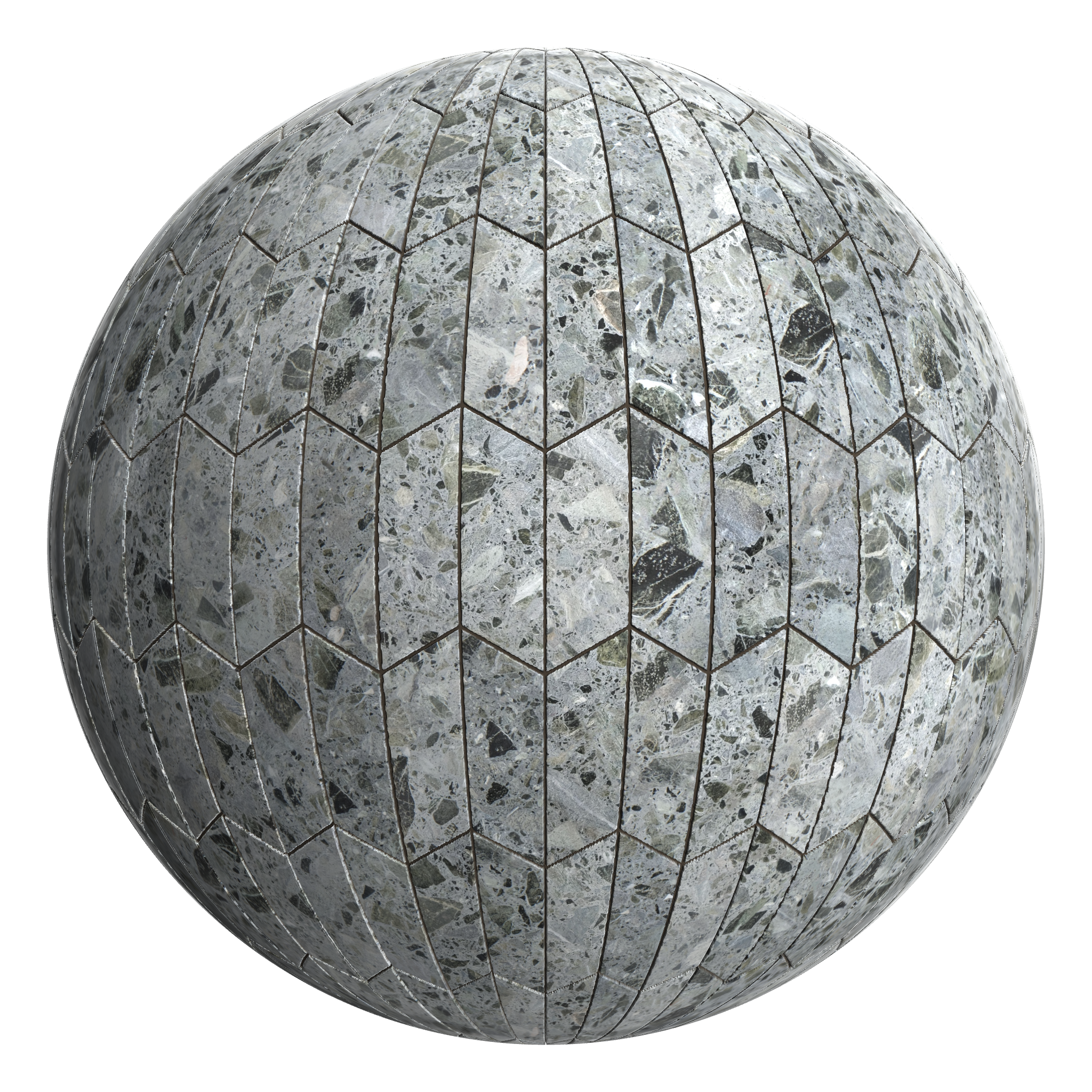 3D sphere preview of Terrazzo Chevron seamless texture