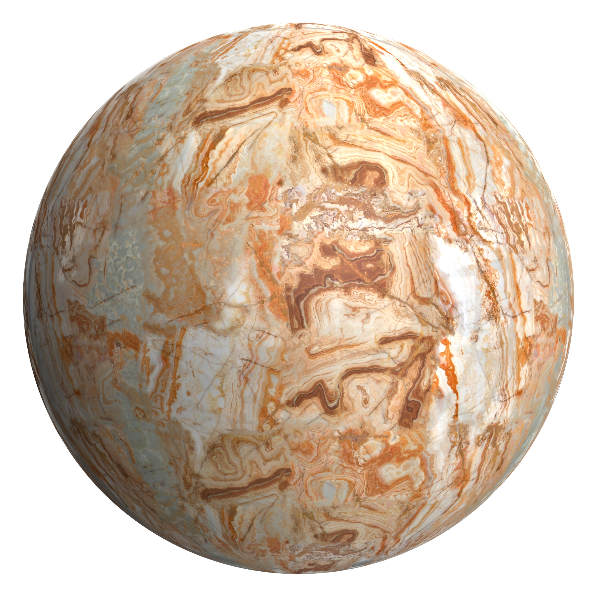 3D sphere preview of Orange Marble seamless texture