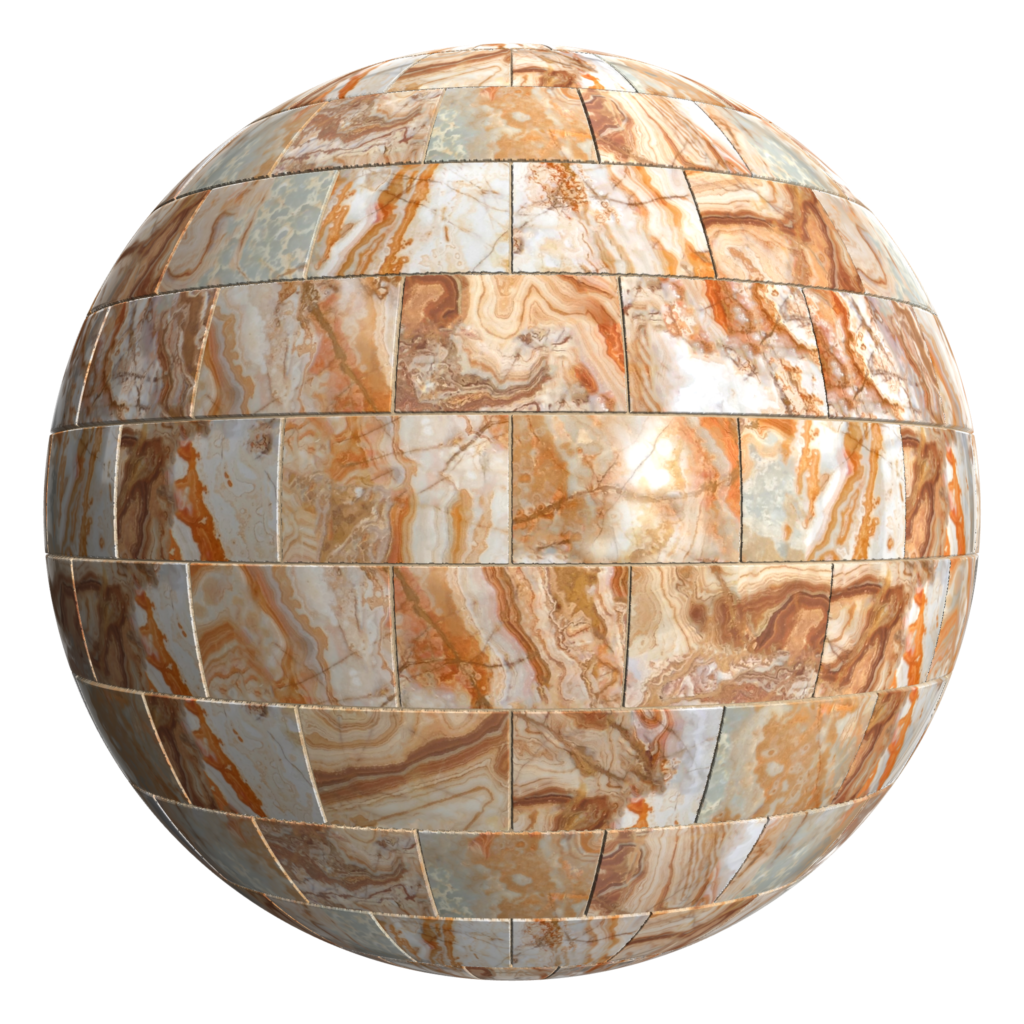 3D sphere preview of Orange Marble Stretcher seamless texture