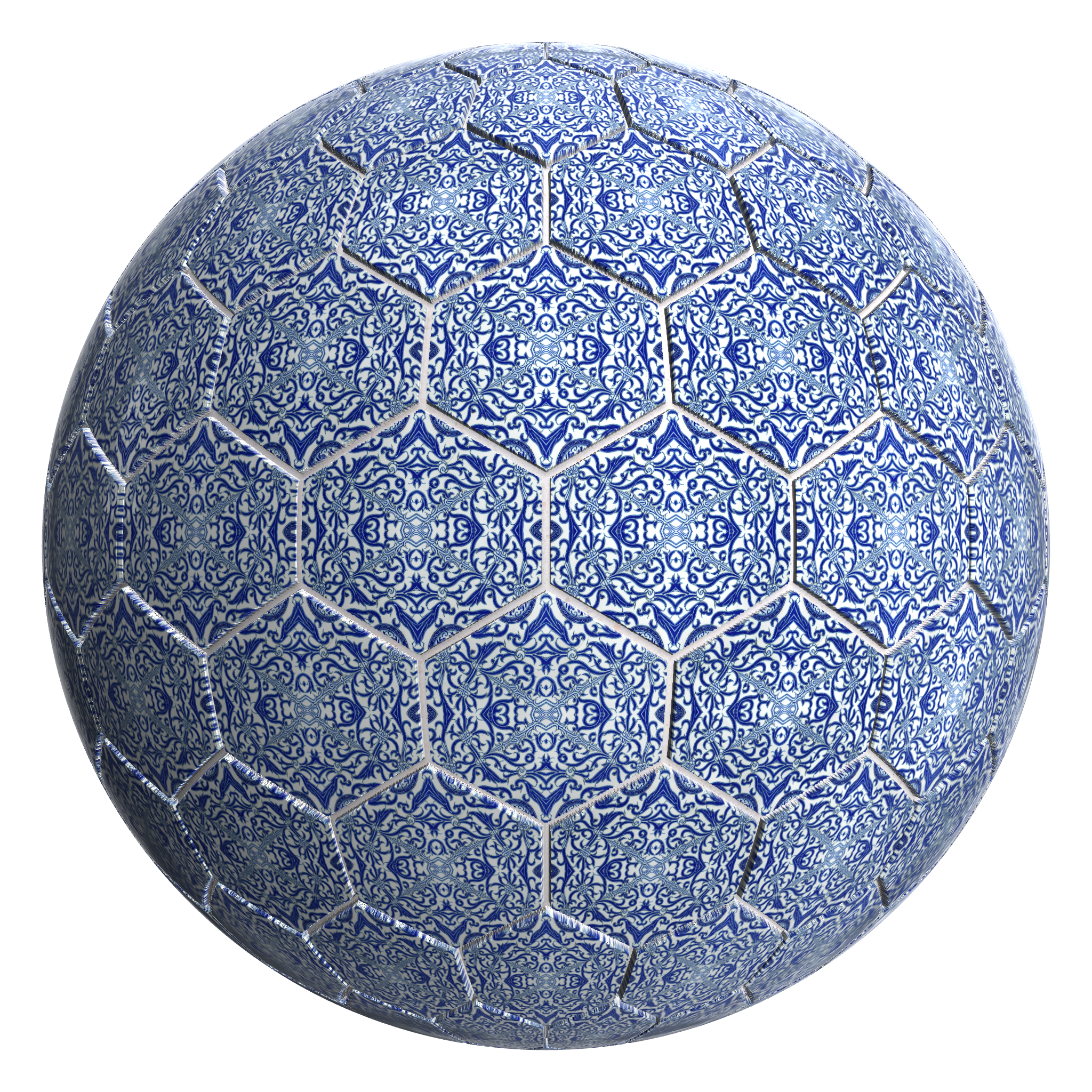 3D sphere preview of Ornate Tile, Variable Hexagon seamless texture
