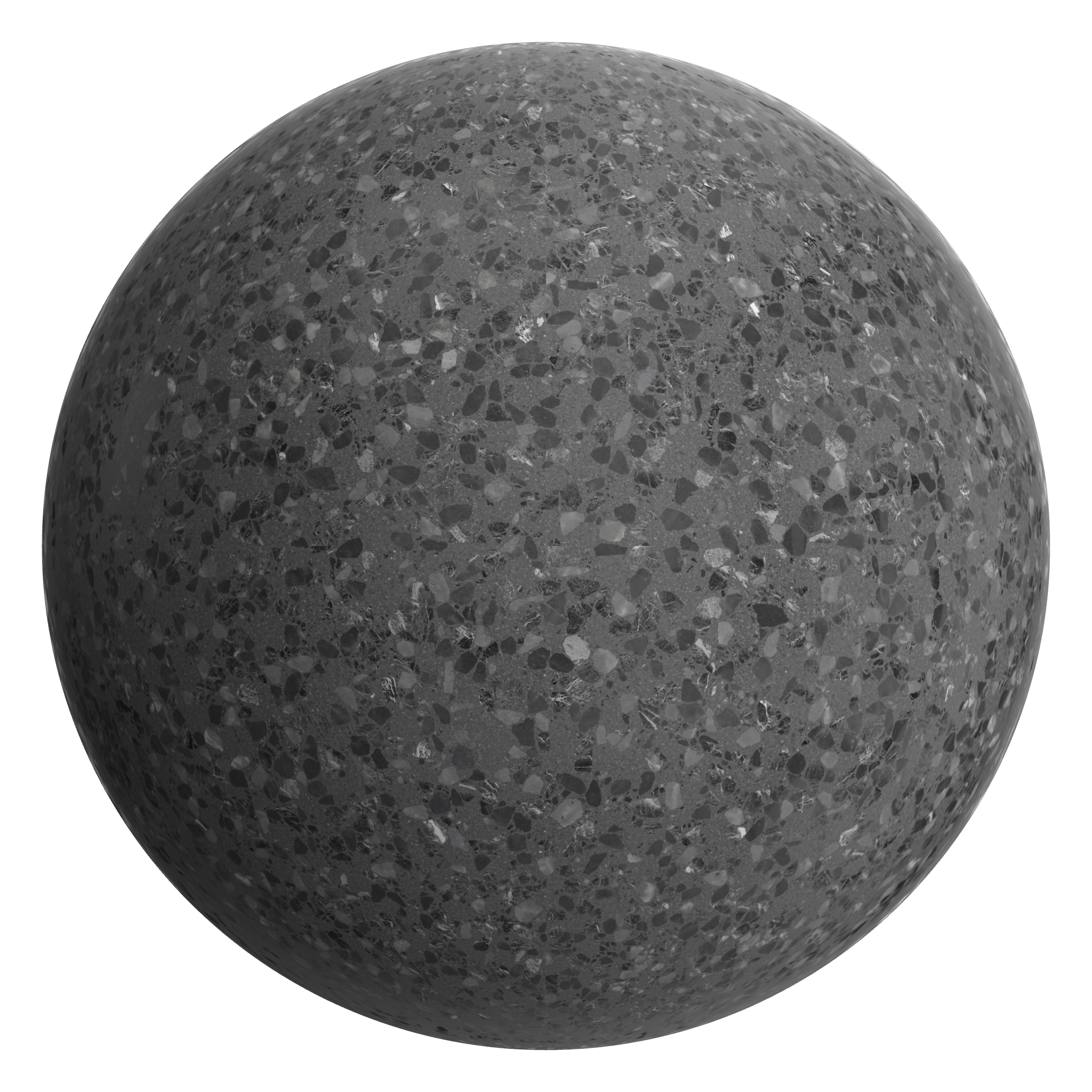 3D sphere preview of Oscuro Terrazzo seamless texture