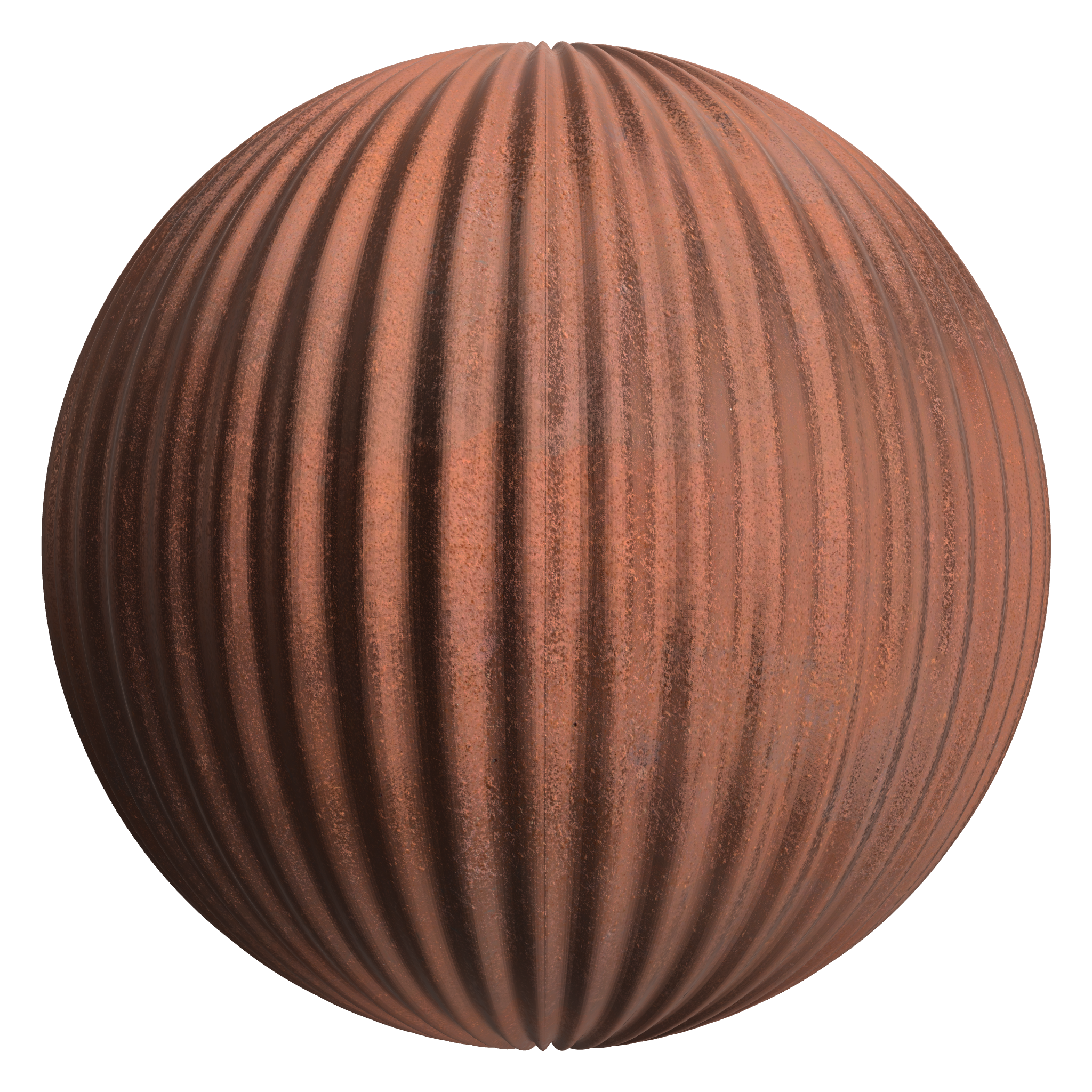 3D sphere preview of Corrugated Oxidized Metal seamless texture