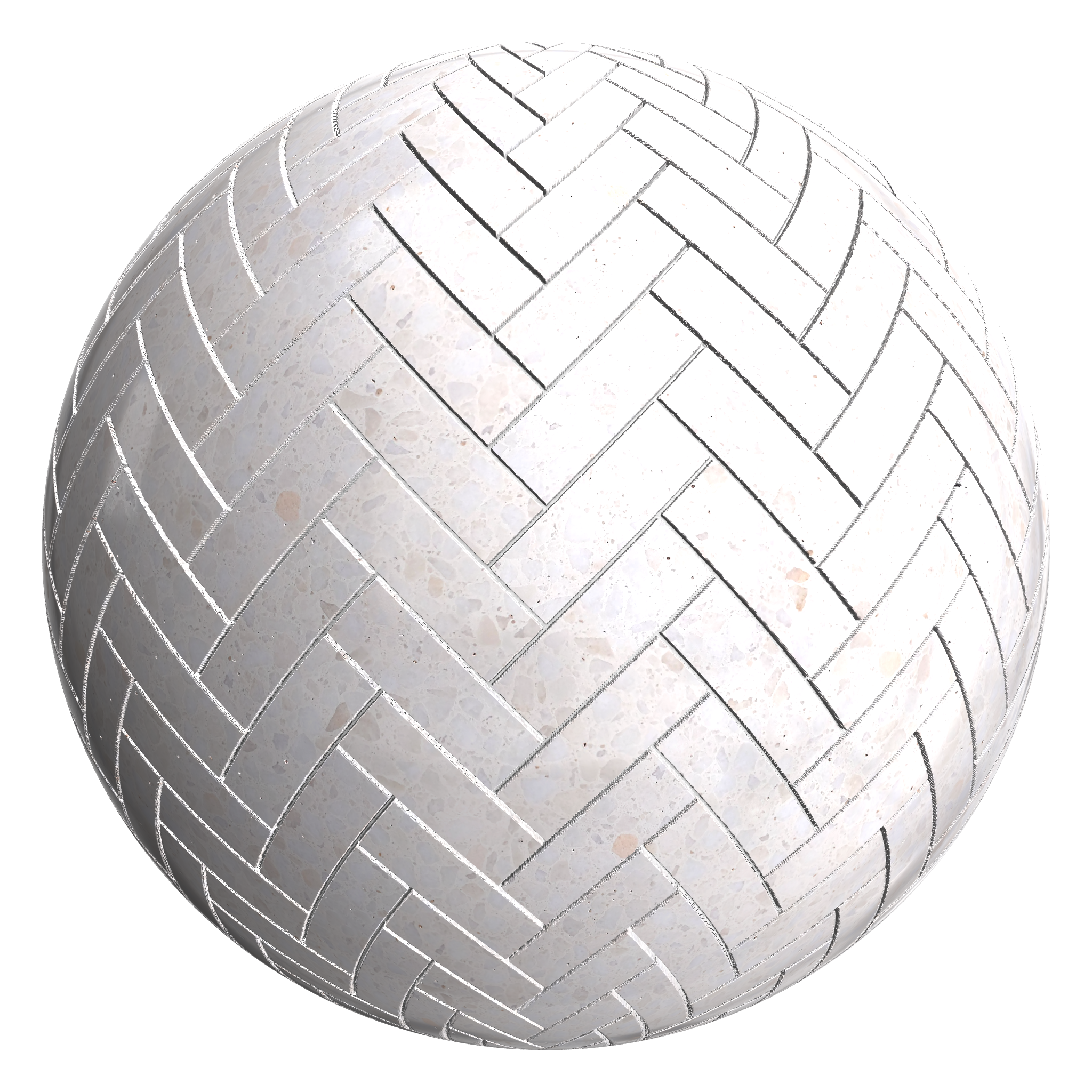 3D sphere preview of Polished Concrete Herringbone seamless texture