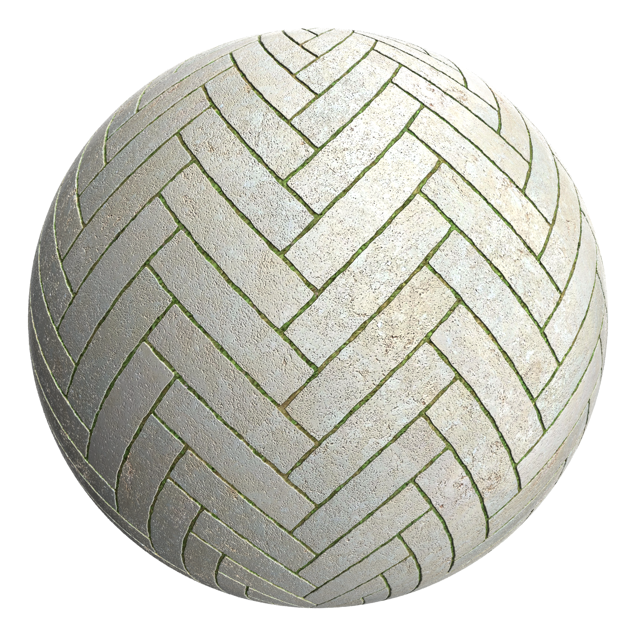 3D sphere preview of Reconstituted Stone Herringbone seamless texture