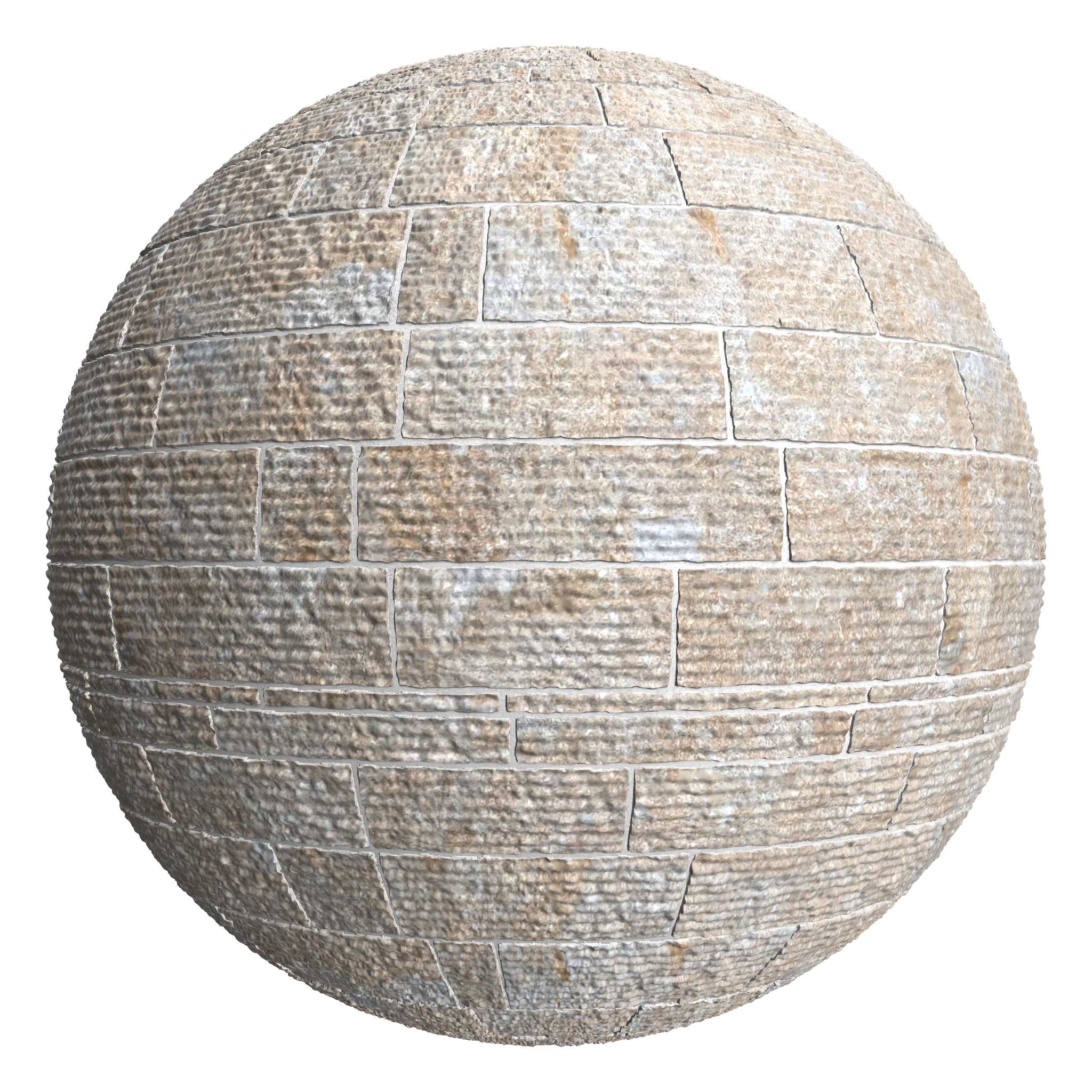 3D sphere preview of Grooved Rough Limestone, Ashlar seamless texture