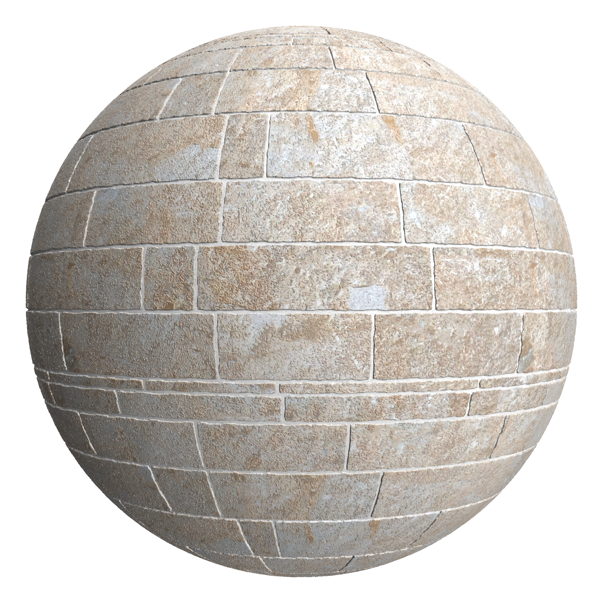3D sphere preview of Rough Limestone Ashlar seamless texture