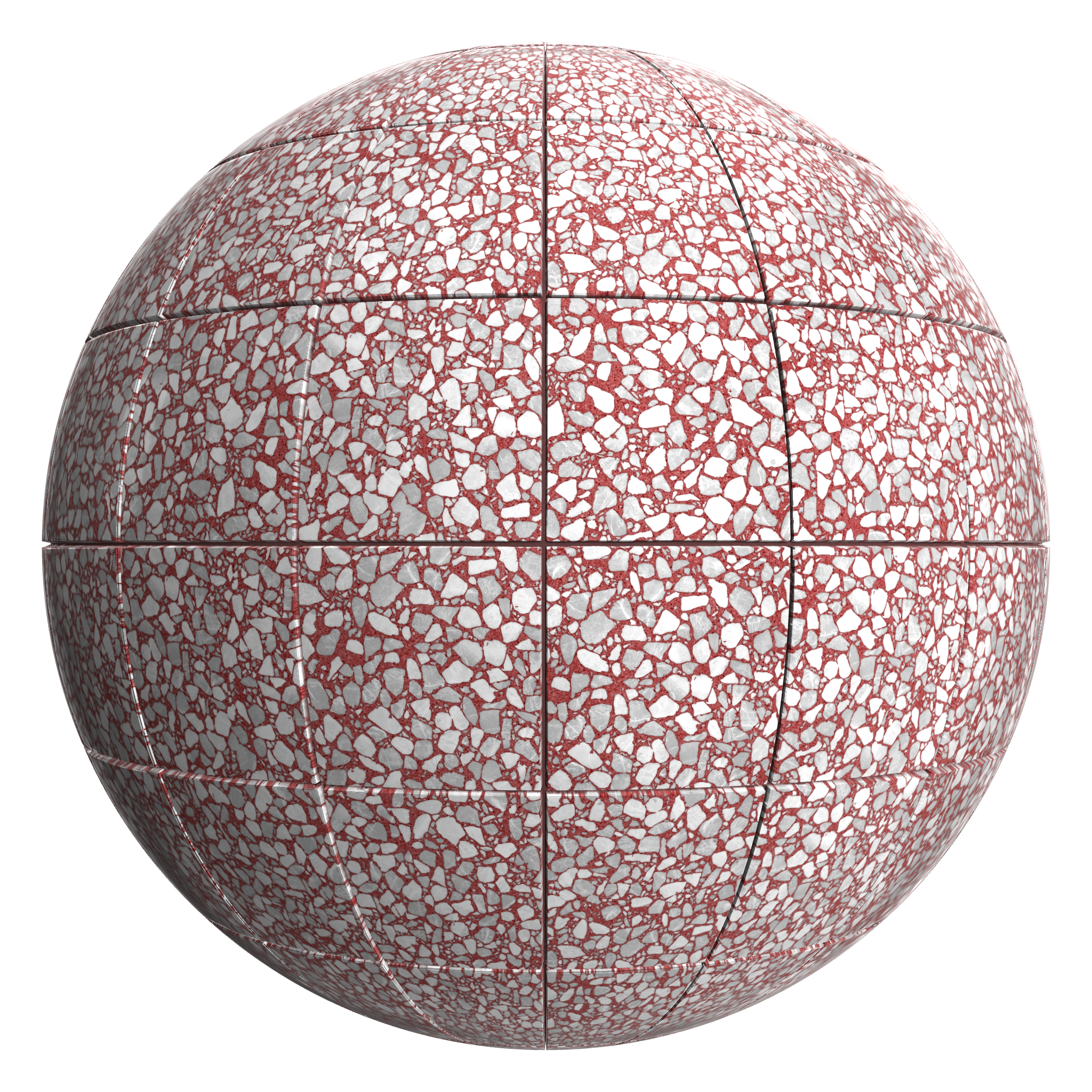 3D sphere preview of Ruby Terrazzo Stack seamless texture