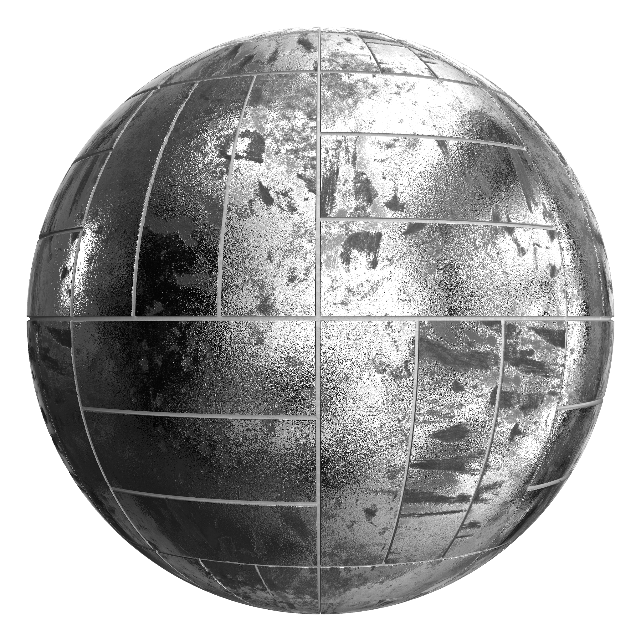 3D sphere preview of Rusted Steel Basketweave seamless texture
