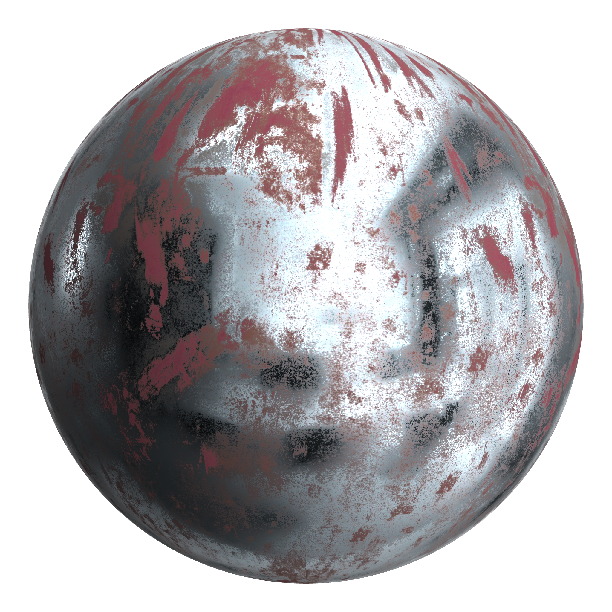 3D sphere preview of Rusted Steel seamless texture