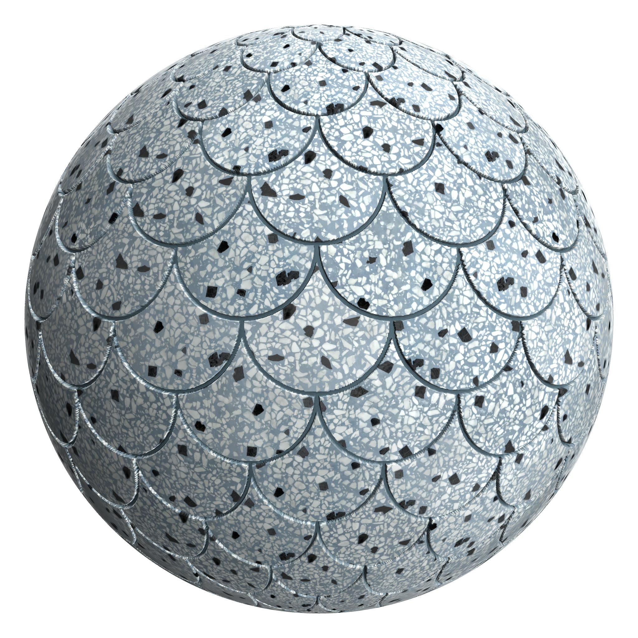 3D sphere preview of Terrazzo Artico Fishscale seamless texture