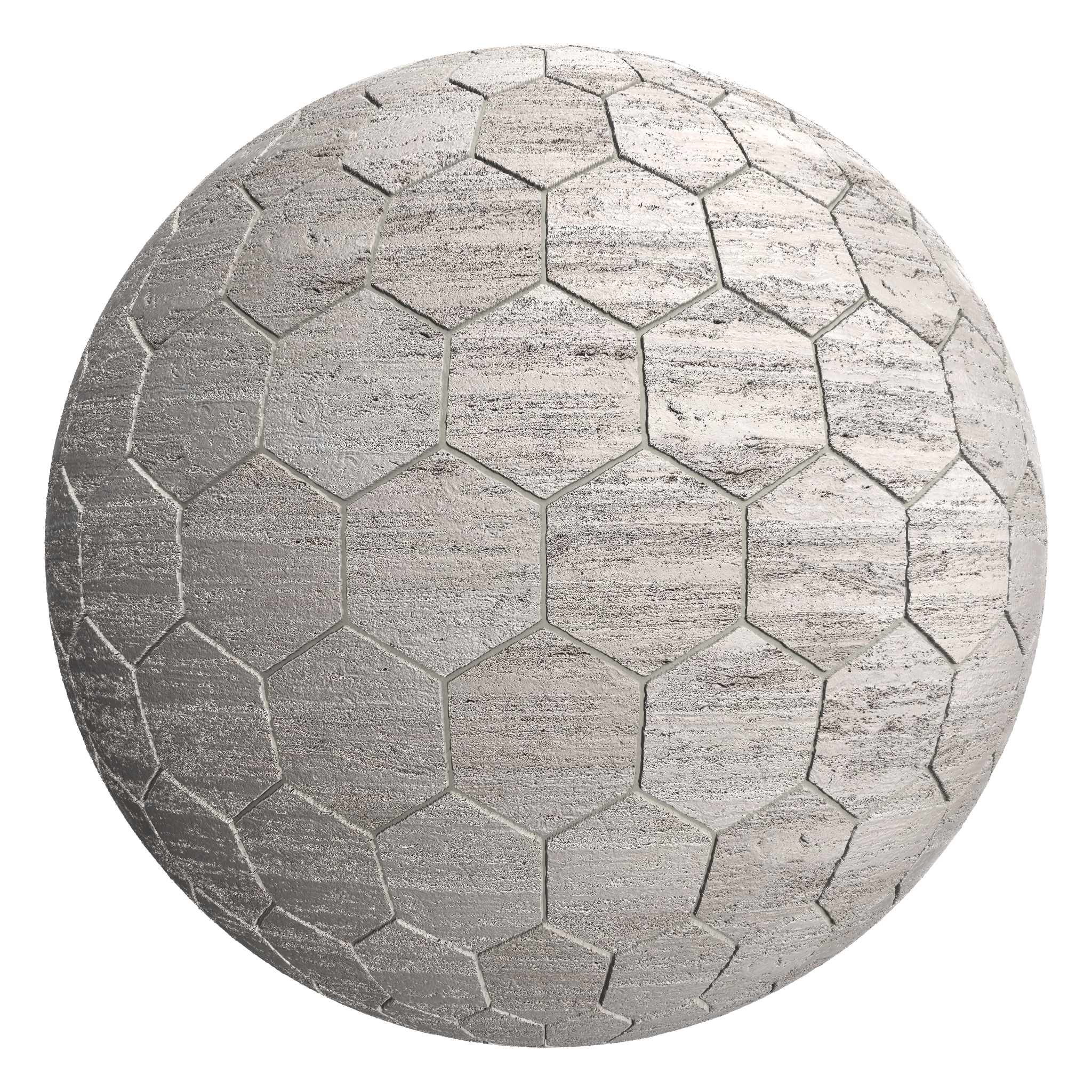 3D sphere preview of Travertine Hexagonal seamless texture
