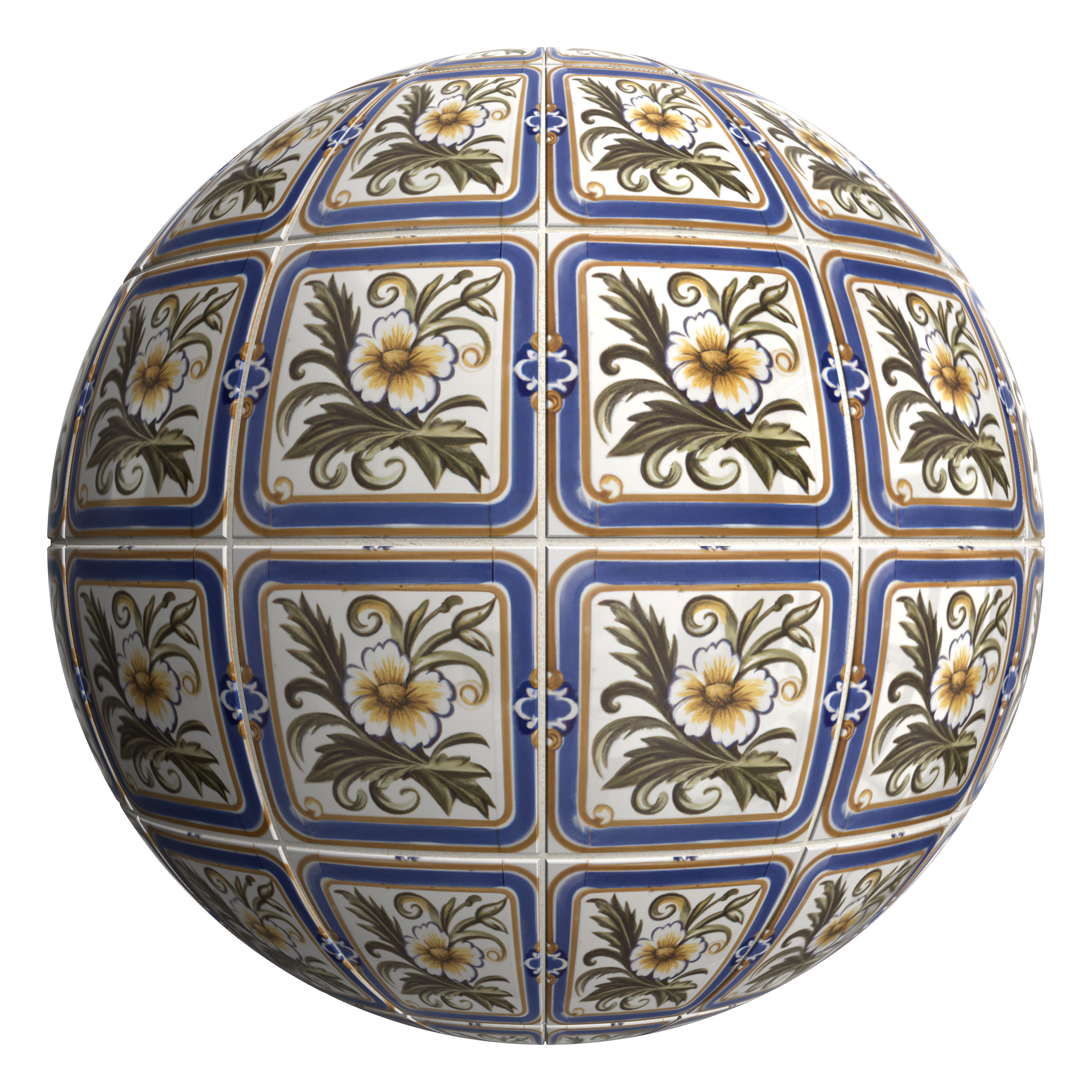 3D sphere preview of Victorian Floral Tile, Stack seamless texture