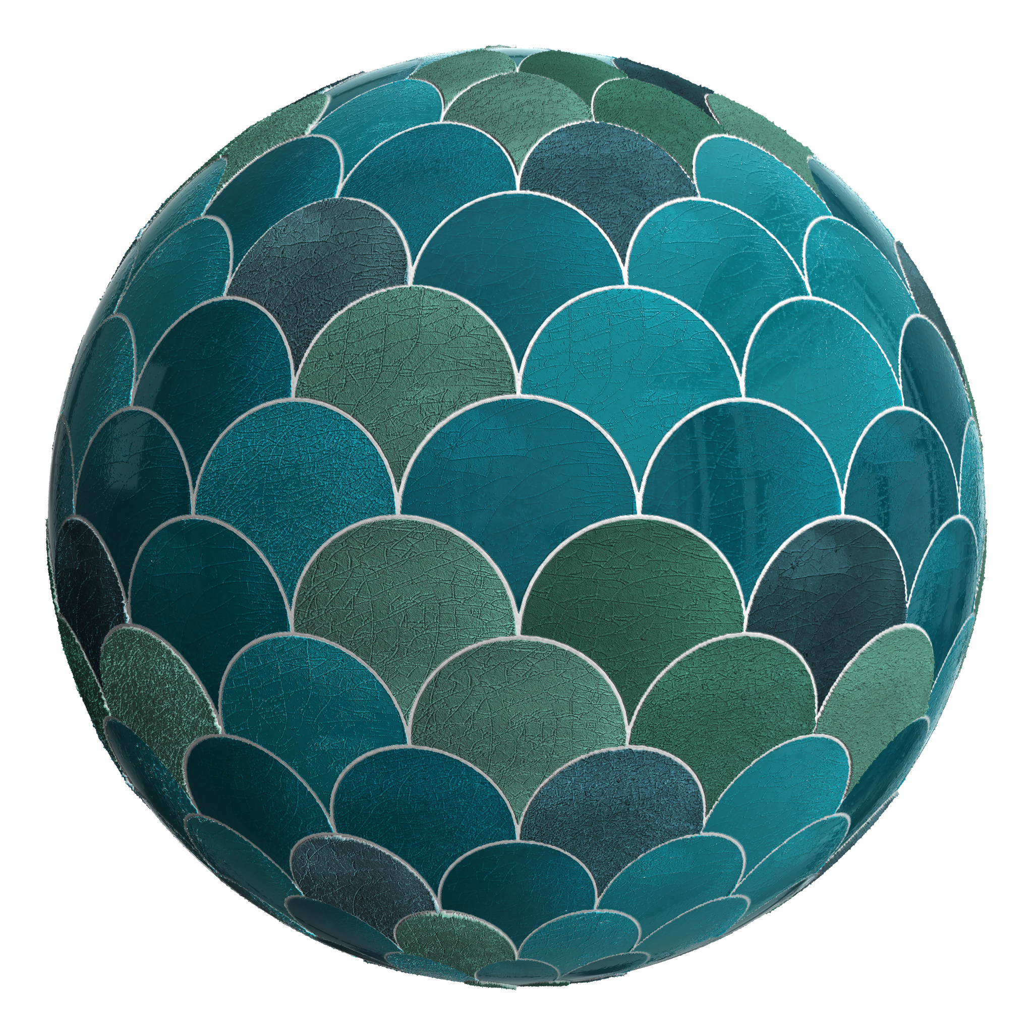 3D sphere preview of Victorian Glazed Fishscale seamless texture