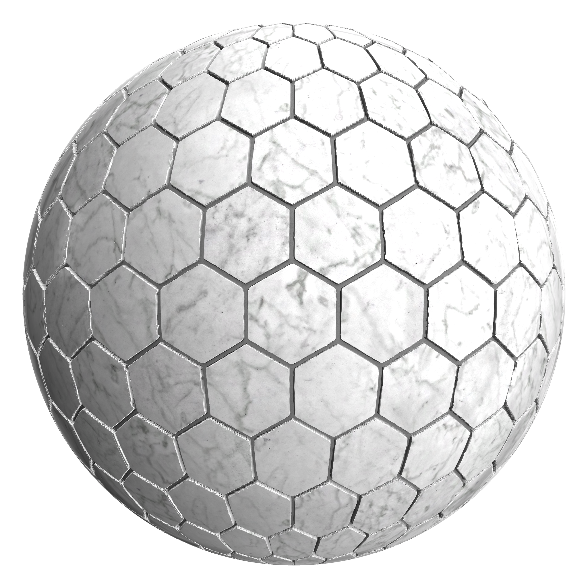 3D sphere preview of White Marble Hexagonal seamless texture