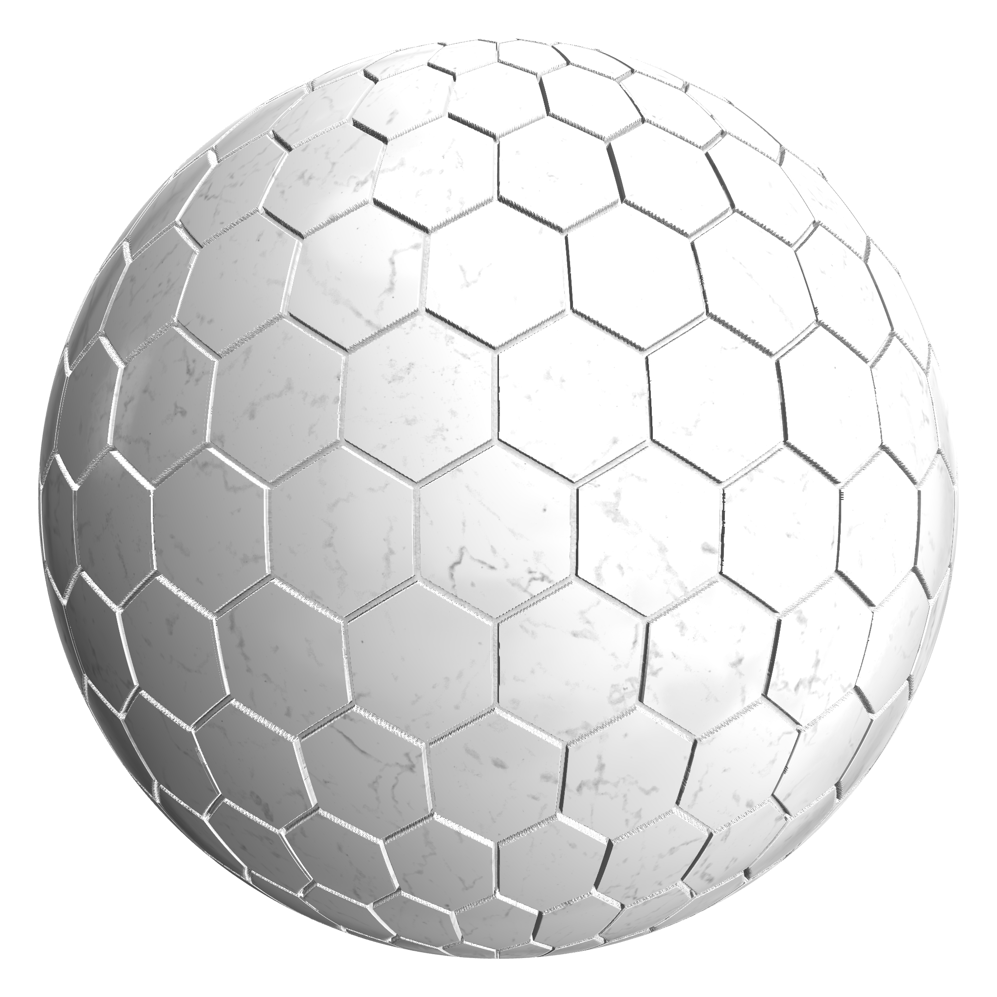 3D sphere preview of White Marble Hexagonal seamless texture